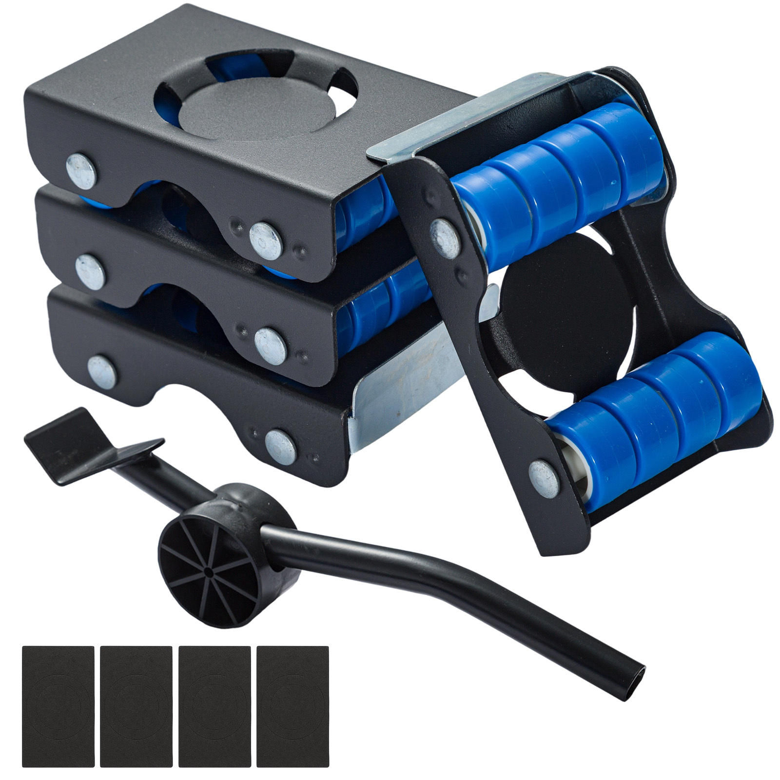 TEMU Set 4 Metal Furniture Transport Roller Sliders And Pry Bar Furniture Lift Mover Tool Furniture Sliders For Appliance, Sofa, Bed, Washing Machine