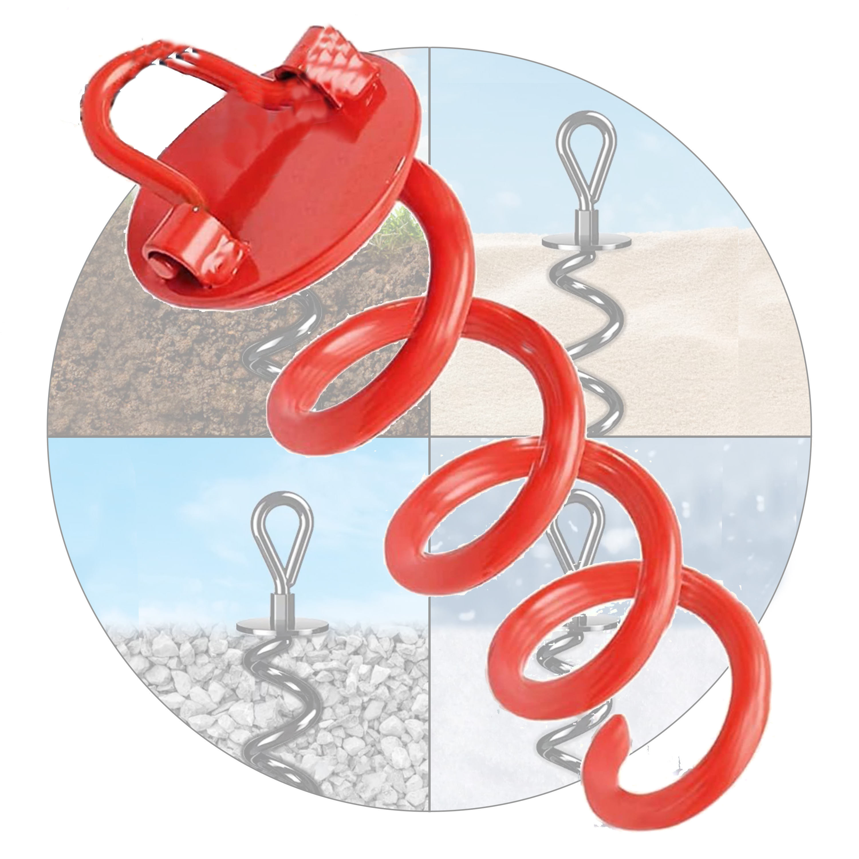 Ground Anchor Spiral 370x75mm Earth Anchor Ø9.6mm Accessory For Securing Trampolines, Pool Covers For Screwing In. Storm Anchor For Securing Dogs, , Tents, Swings.