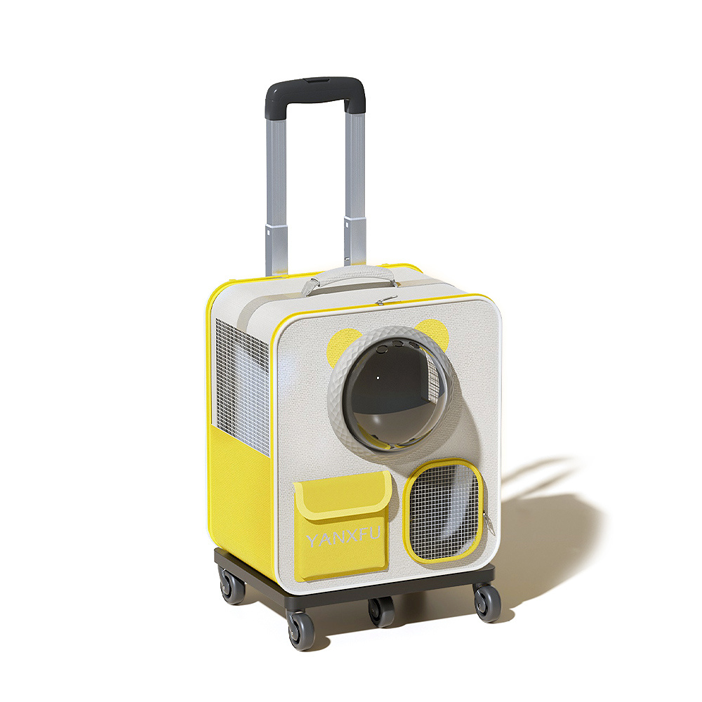 TEMU Transportín gato ruedas mochila gato con ventana transparente, maleta mascotas con asa telescópica y tirantes ajustables viaje portátil