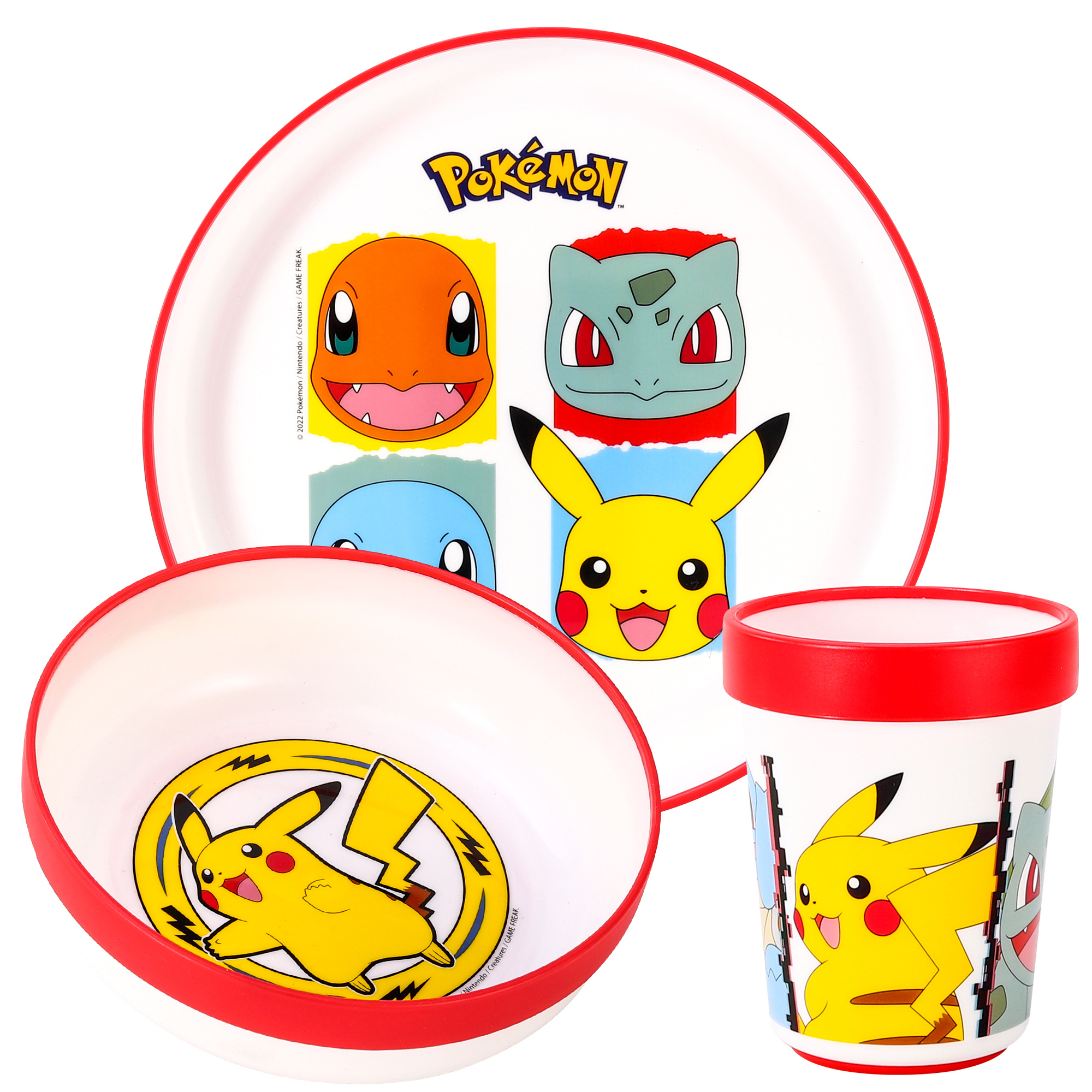 TEMU Pokémon 3pcs Premium Kids Dinner Tableware Set Plate, Bowl & Tumbler, Bpa Free