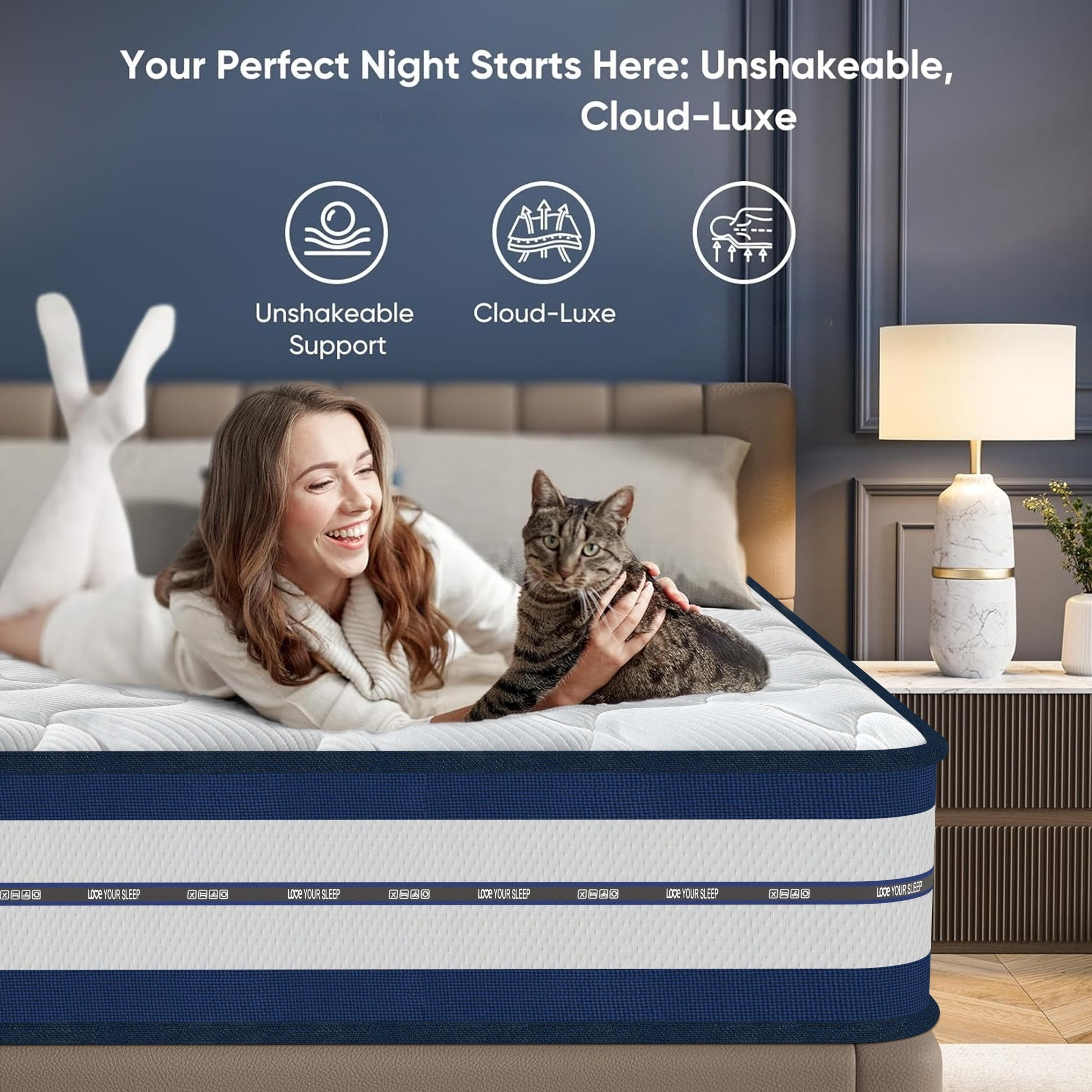 double mattress 135x190x28  pocket springs memory foam   7 zone   support 2cm cool gel layer reinforced guard ships in 31cm tube christmas halloween 200 night trial details 5