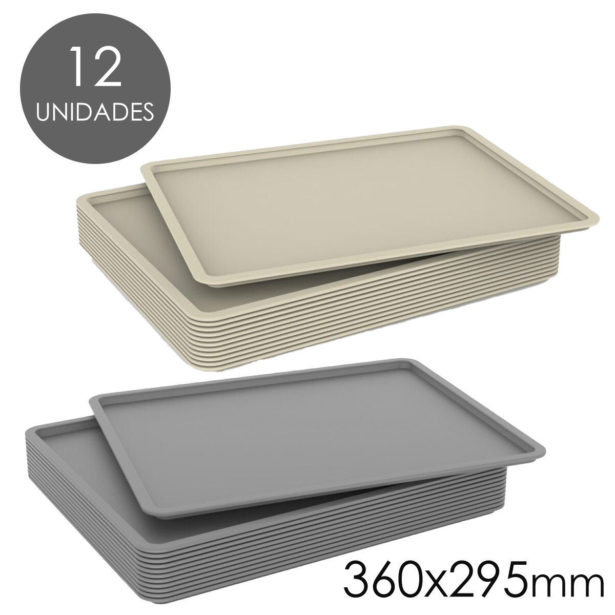 TEMU PLASTIKEN Pack de 12 Bandejas de Plástico Multiusos. 360x295mm. Resistentes y fáciles de limpiar.