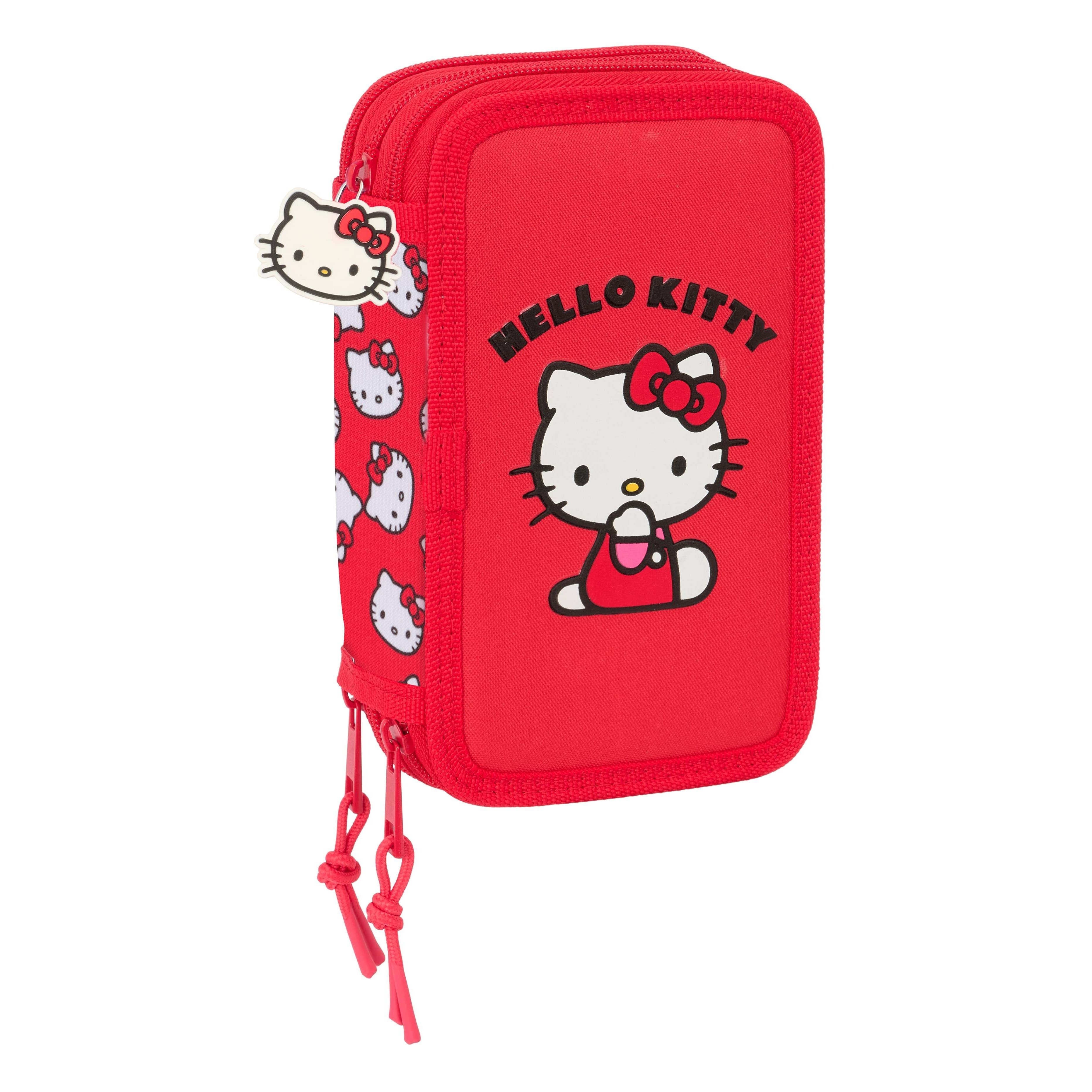Hello Kitty Pencil Pouch Folder With Bow 37pcs 3 Compartments 3-fold Filled
