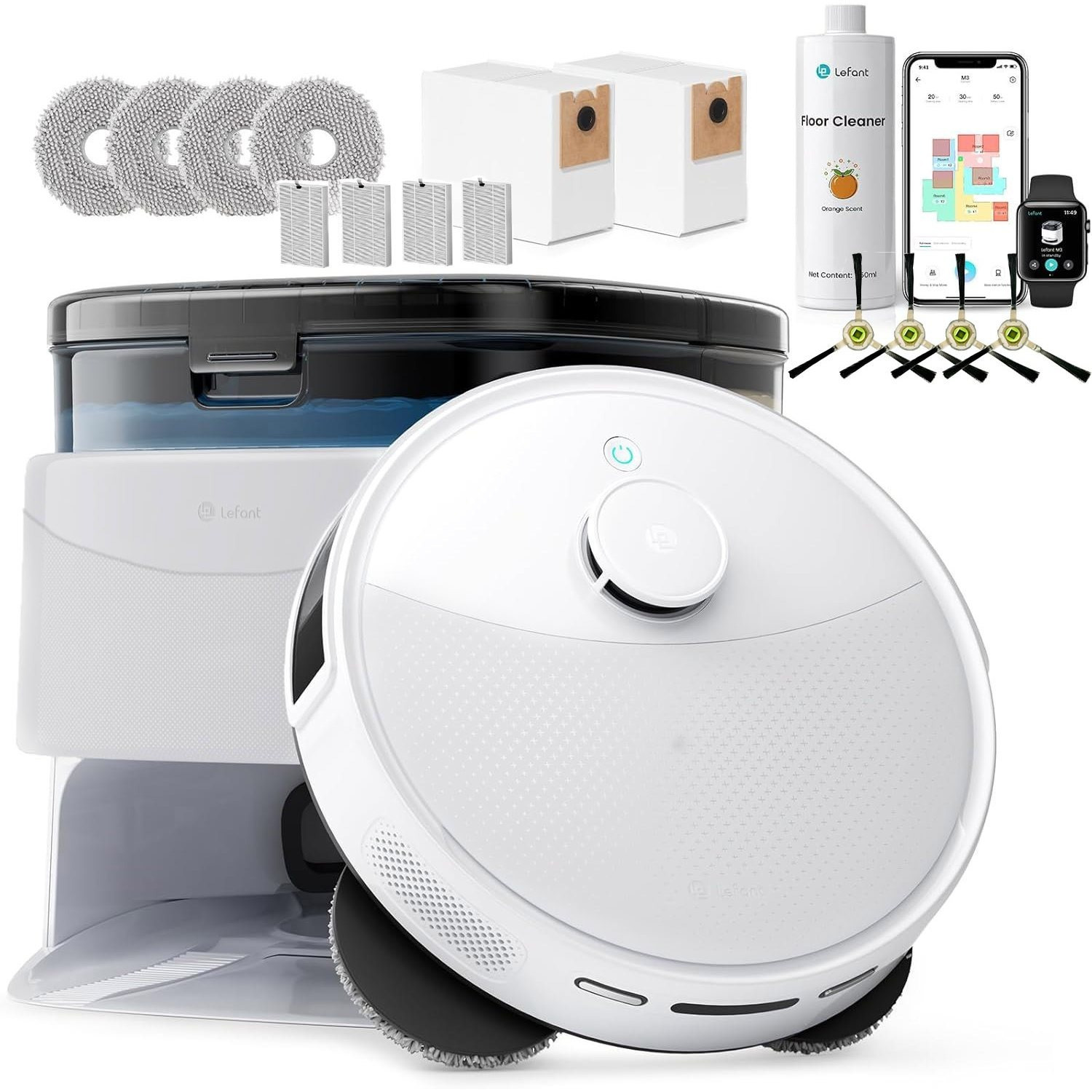 E-shop Lefant M3L Roboterstaubsauger, Roboterstaubsauger mit Wischfunktion, 14000Pa Saugkraft, Anti-Verhedderungs-Bürste, Dual-Spin-Mops, Automatische