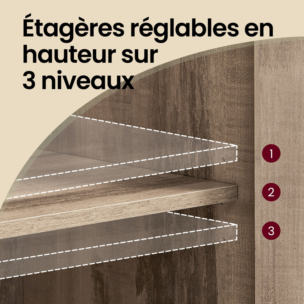 Buffet, Armoire de Cuisine, avec Portes en Verre, Style Industriel