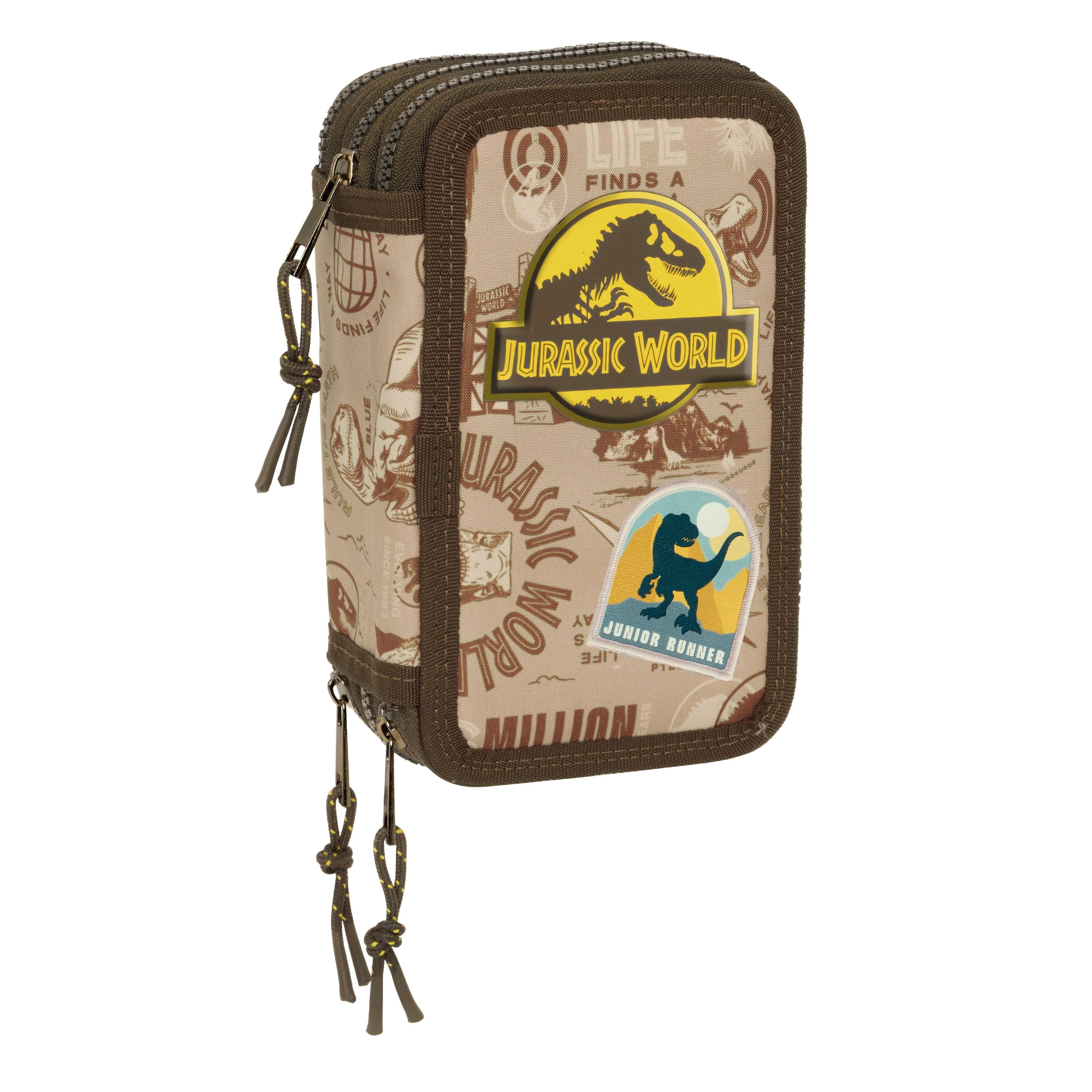 World Pencil Pouch School Pencil Folder Pencil 37pcs 3 Compartments 3-fold Filled Dinosaur Dino