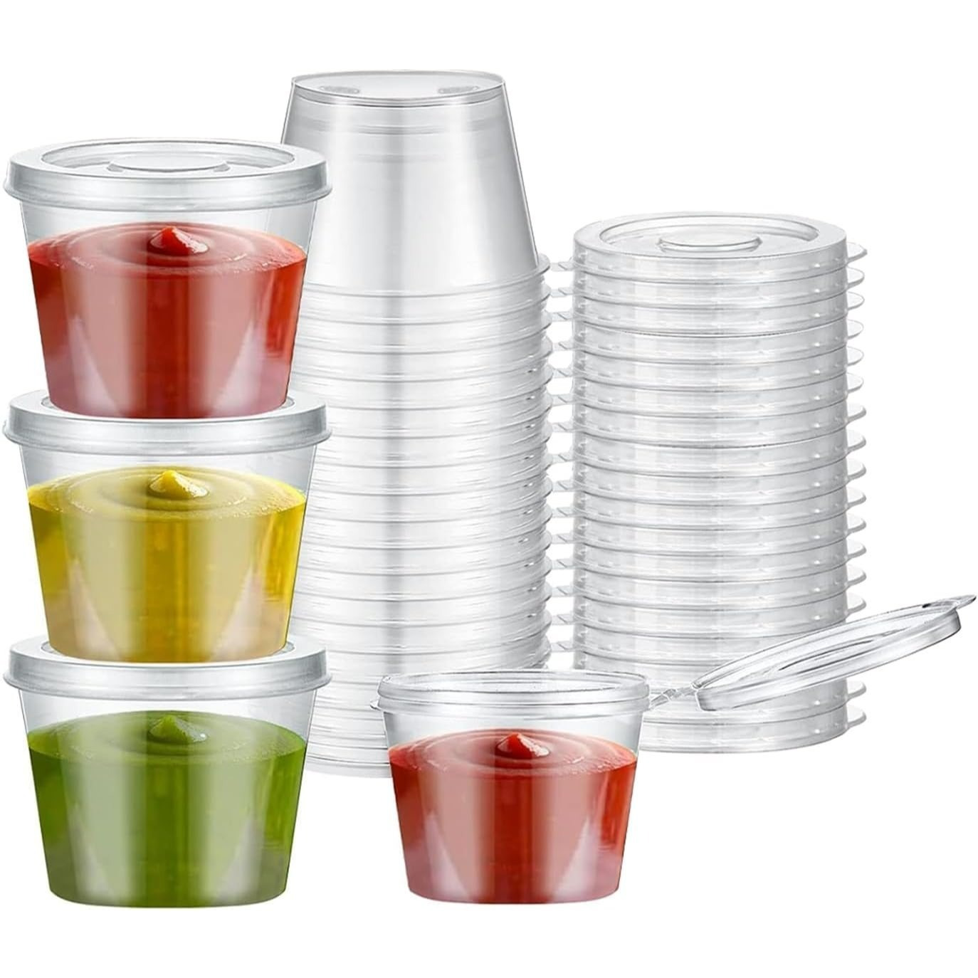 TEMU 100pcs 1oz Hinged Sauce Pots – Bpa-free Plastic Containers, Leakproof & Reusable For Dips And Sauces