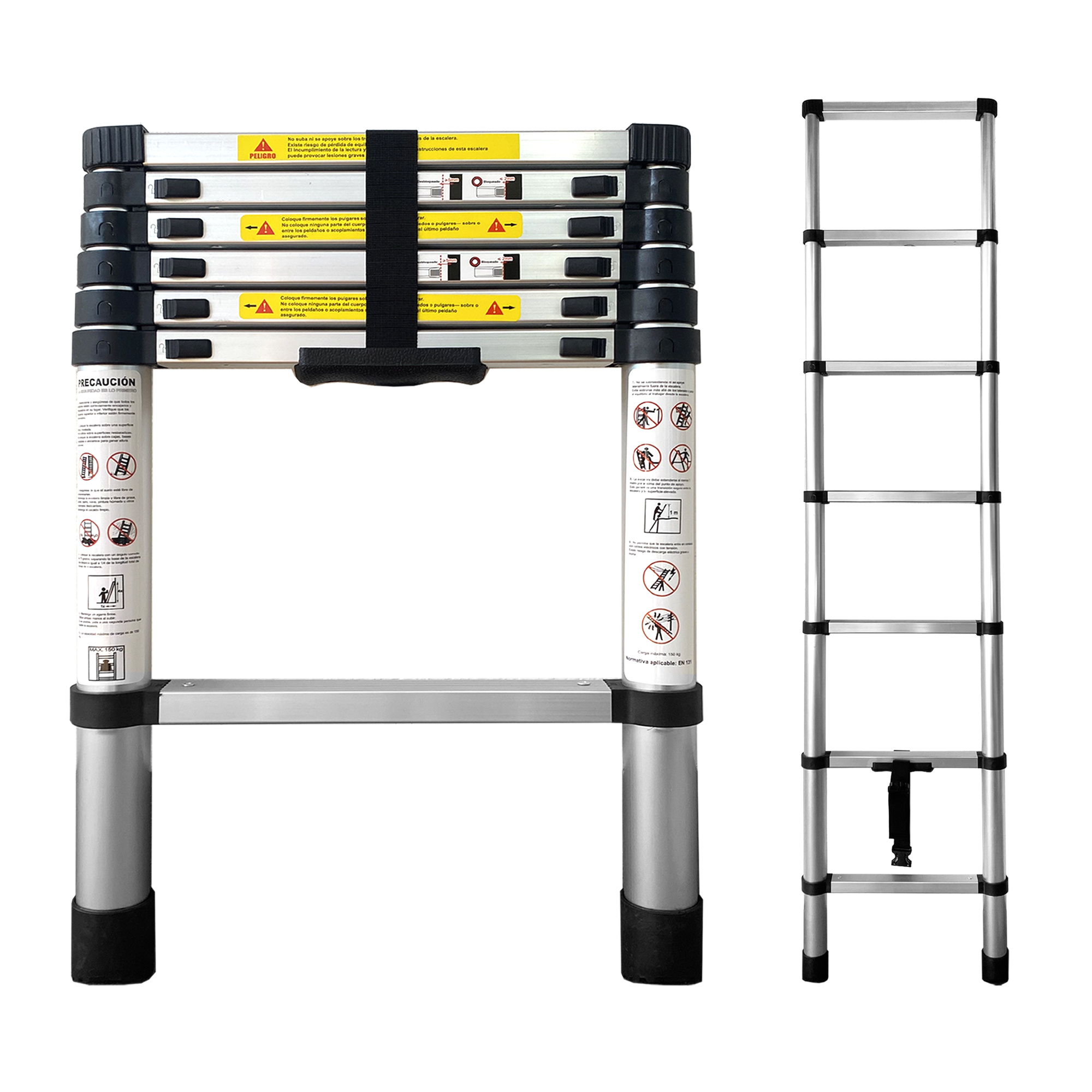 Escalera Telescópica de Acero Galvanizado Extensible y Plegable 2 a 4,4 Metros | Altura...