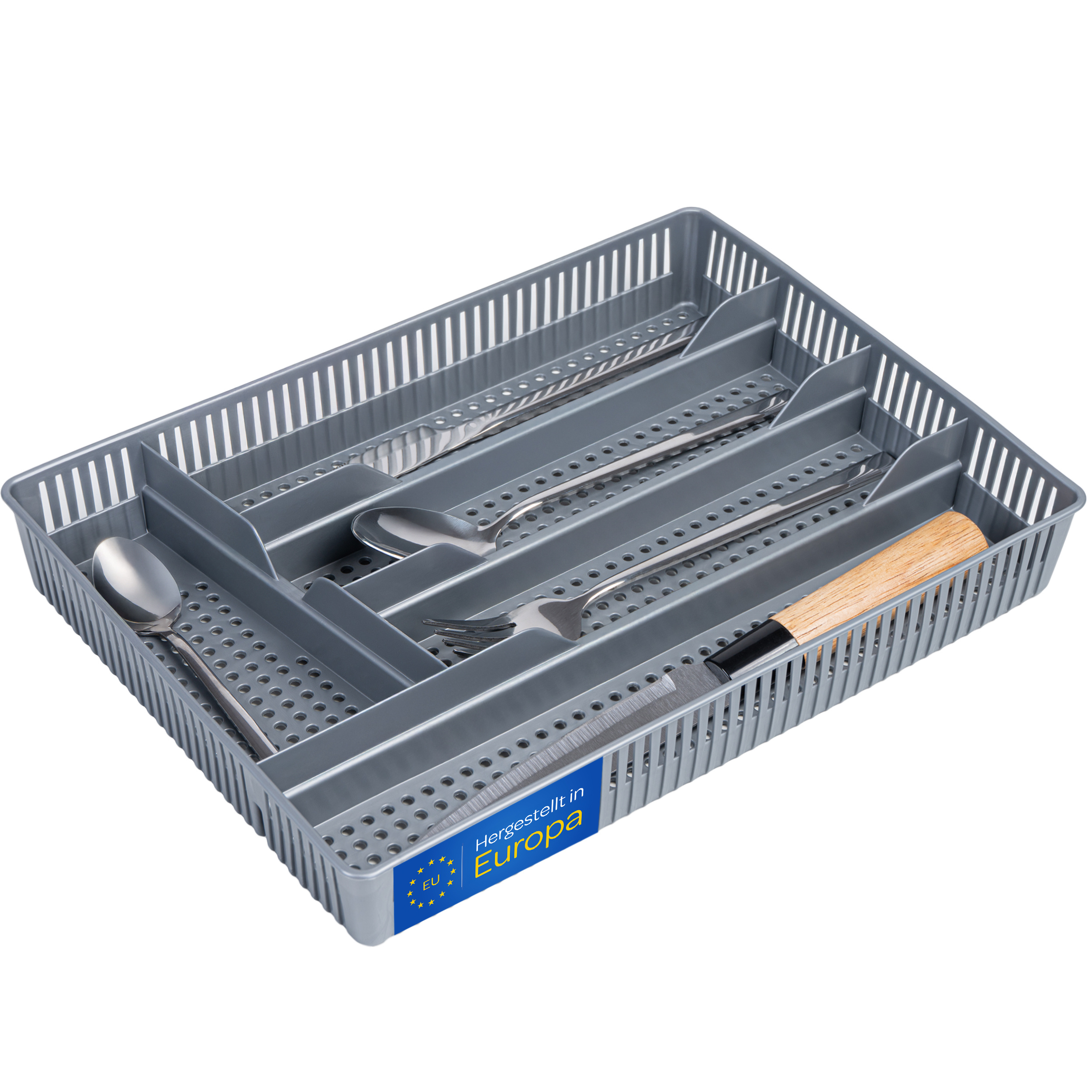Image of Cutlery Drawer Insert 31x23x4.5cm White/grey - Practical Kitchen Drawer Organizer For Kitchen Storage & Organization