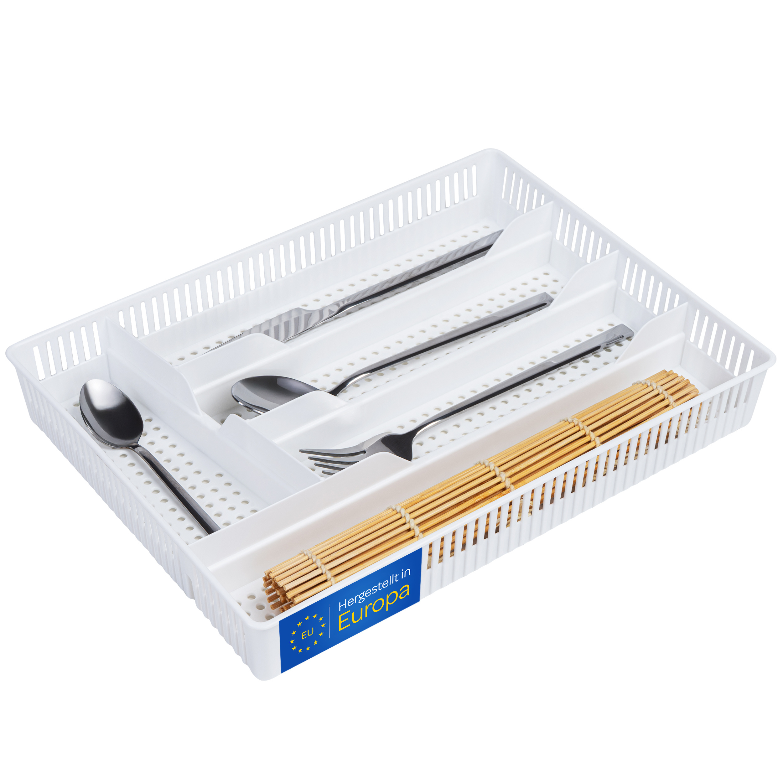 Cutlery Drawer Insert 31x23x4.5cm White/grey - Practical Kitchen Drawer Organizer For Kitchen Storage & Organization