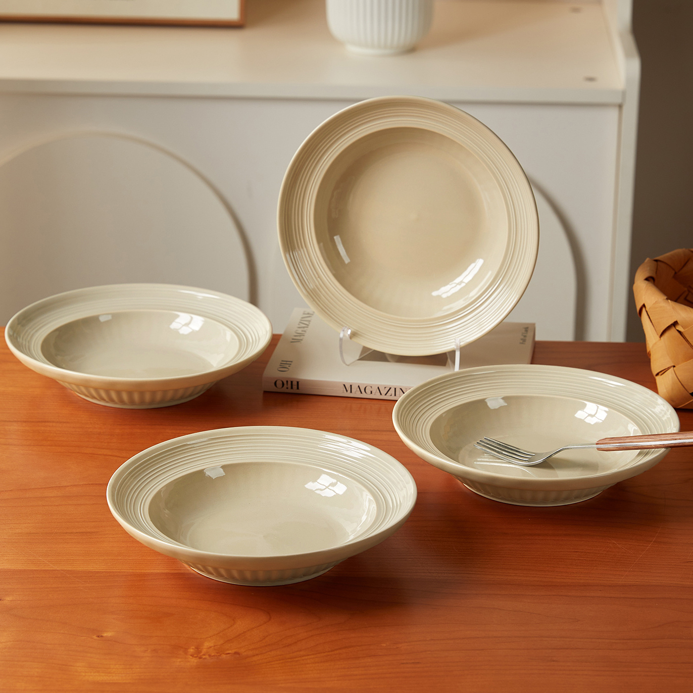 TEMU 4pcs Set 8inch Ø20.4cm, Ceramic Dinner Set, Plate Set, Pasta Plates, Appetizer Plates, Dinner Plates, Salad Plates, Vegetable Plates And Fruit