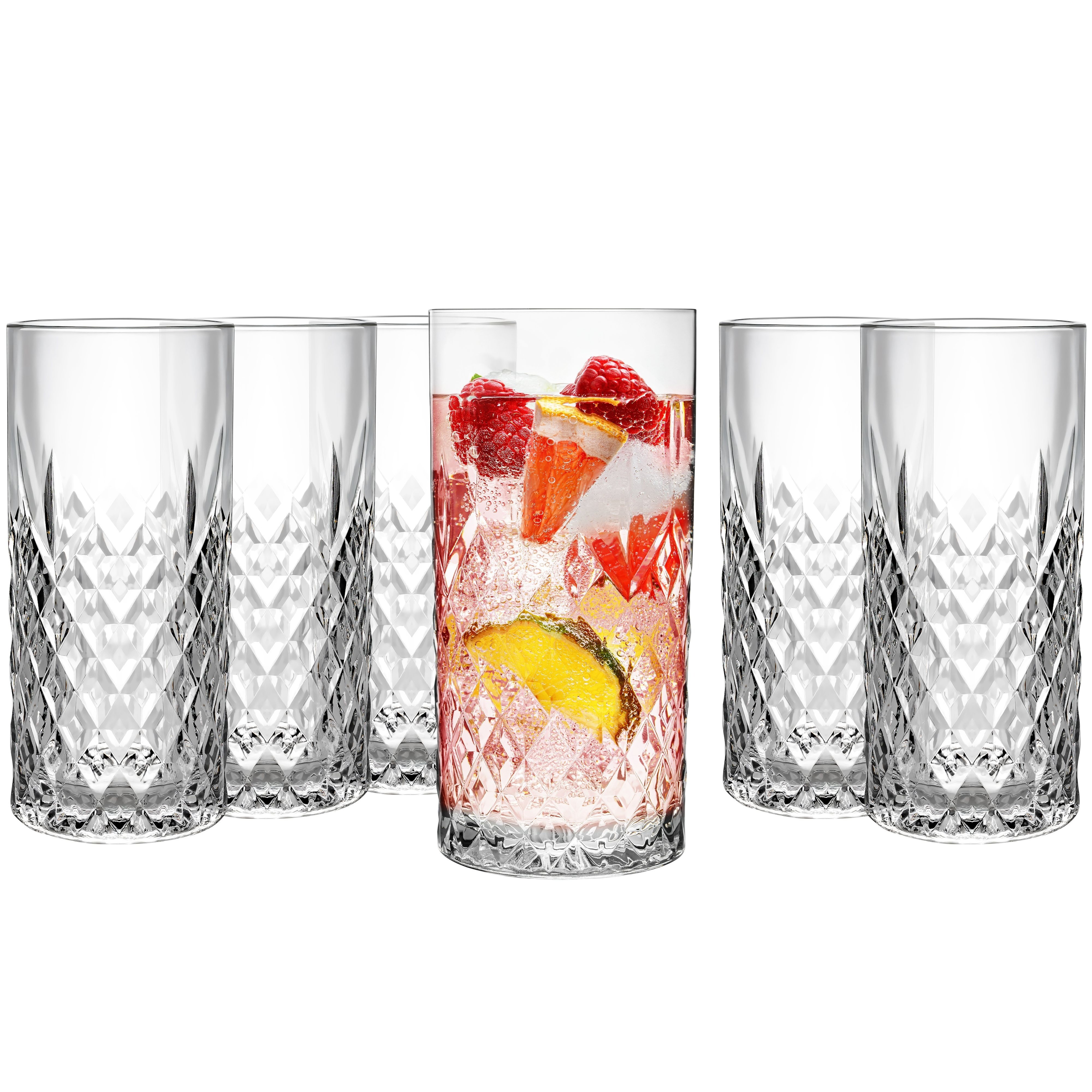 Image of Elegant Drinking Glass Set – Ribbed Water Glasses In Clear Glass, 300 Ml – Perfect For Juice, Water, Cocktails & Gin Tonic – As 6-piece Or 12-piece Set, Durable & Dishwasher Safe