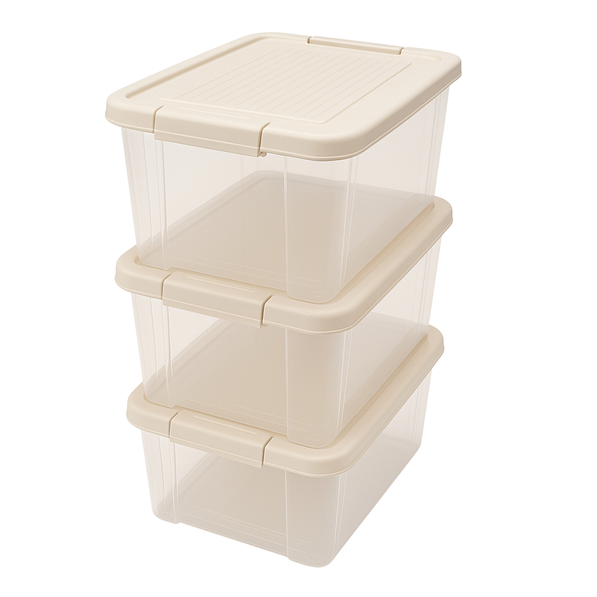 E-shop 3er Set Aufbewahrungsboxen mit Deckel mit 9 Liter Volumen , Plastik Boxen stapelboxen transparent mit Klickverschluss, stapelbar / ideal für die