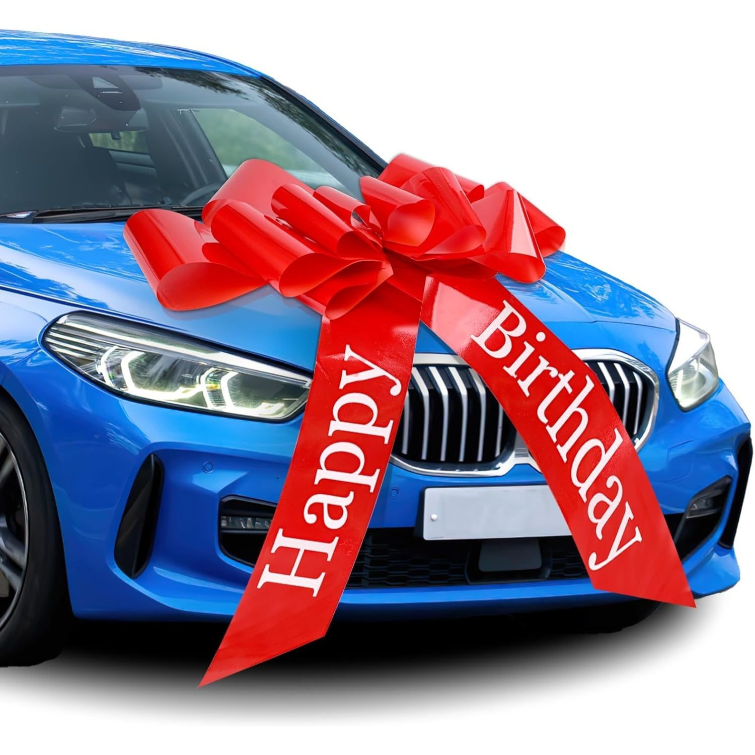 TEMU Large Red Bow For Car, Gift Bow, Large, Giant Car Bow, Car Bow For Bicycle And Bow With Suction Cup (30 Inches/red Happy Birthday)