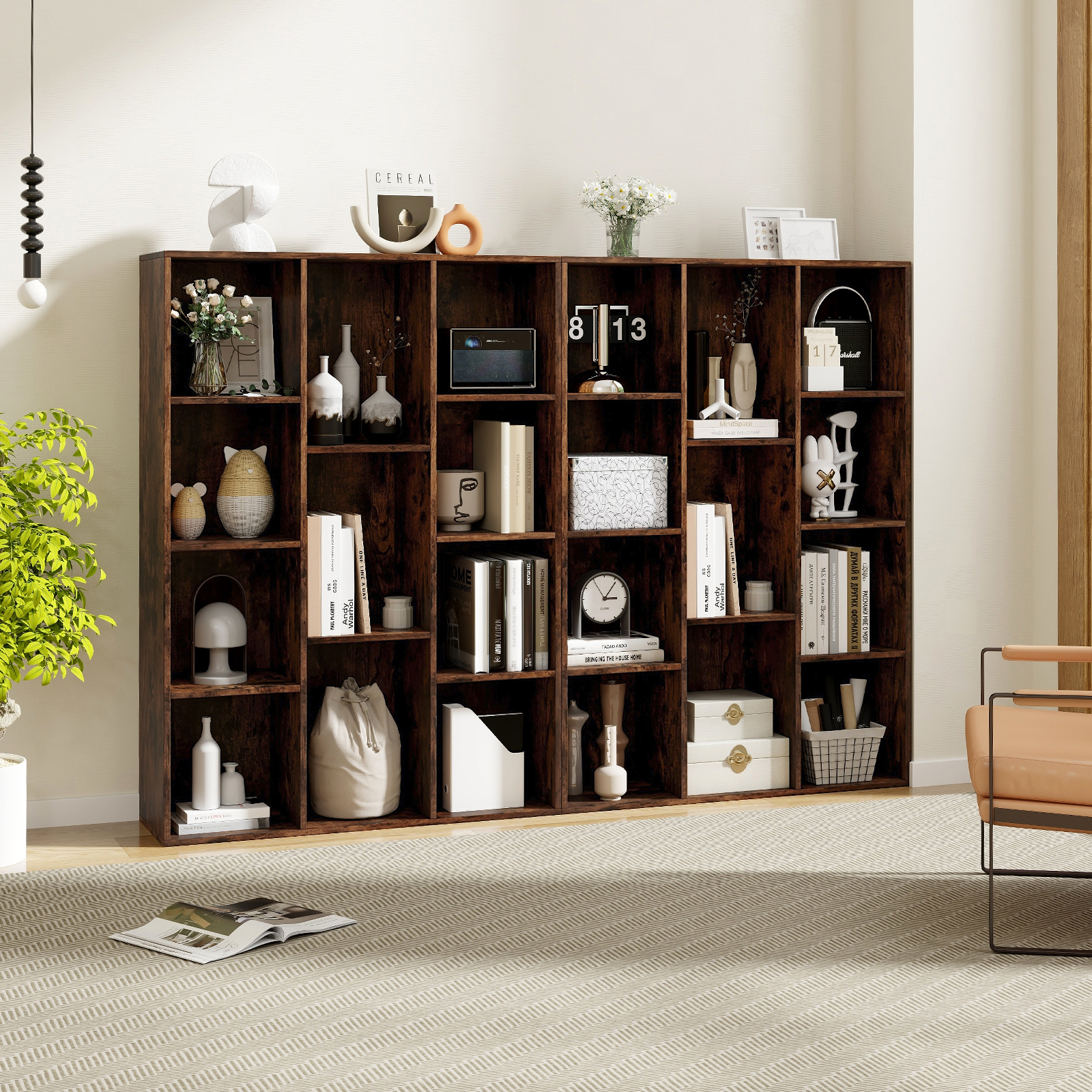 Image of 11-cube Bookcase, Modern Geometric Bookshelf, Multifunctional Book Storage Organizer Display Cabinet With Anti-tipping Kits For Living Room, Bedroom, Study, Coffee