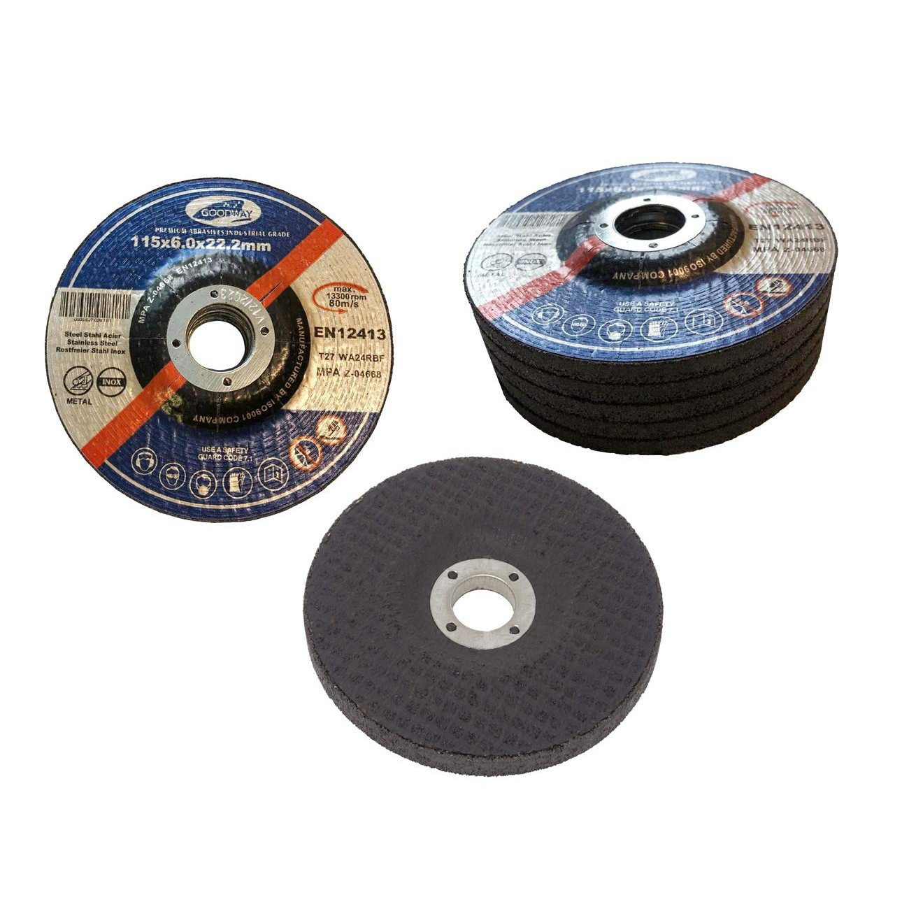 Grinding Disc Set – 5 Pieces 115mm X 6mm | Abrasive Discs For Angle Grinder And Metalwork