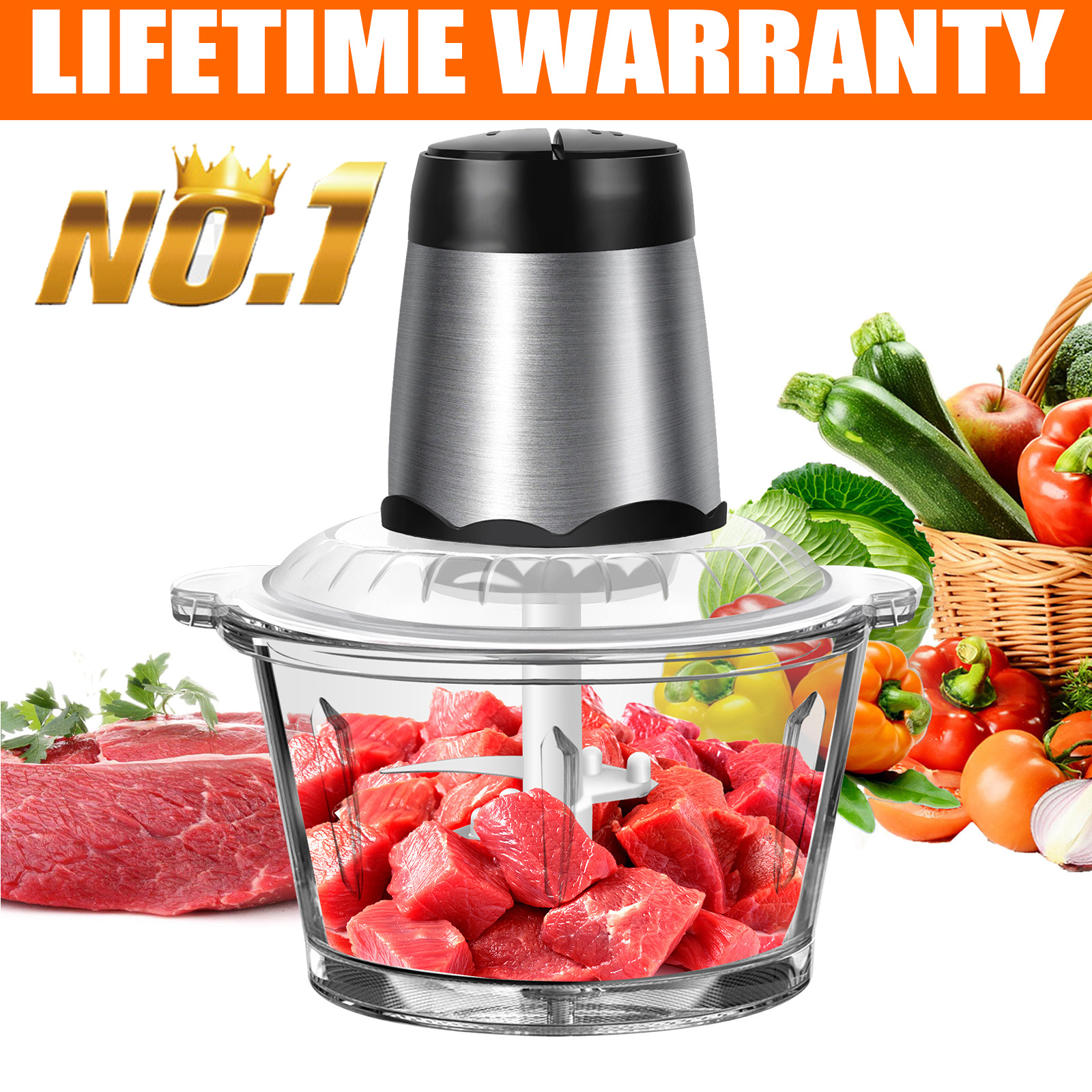 TEMU Meat Grinder Mini Chopper 2l Electric Chopper Food Processor Multi Blender Meat Fruit Vegetable Mixer Electric Mini Food Chopper Processor