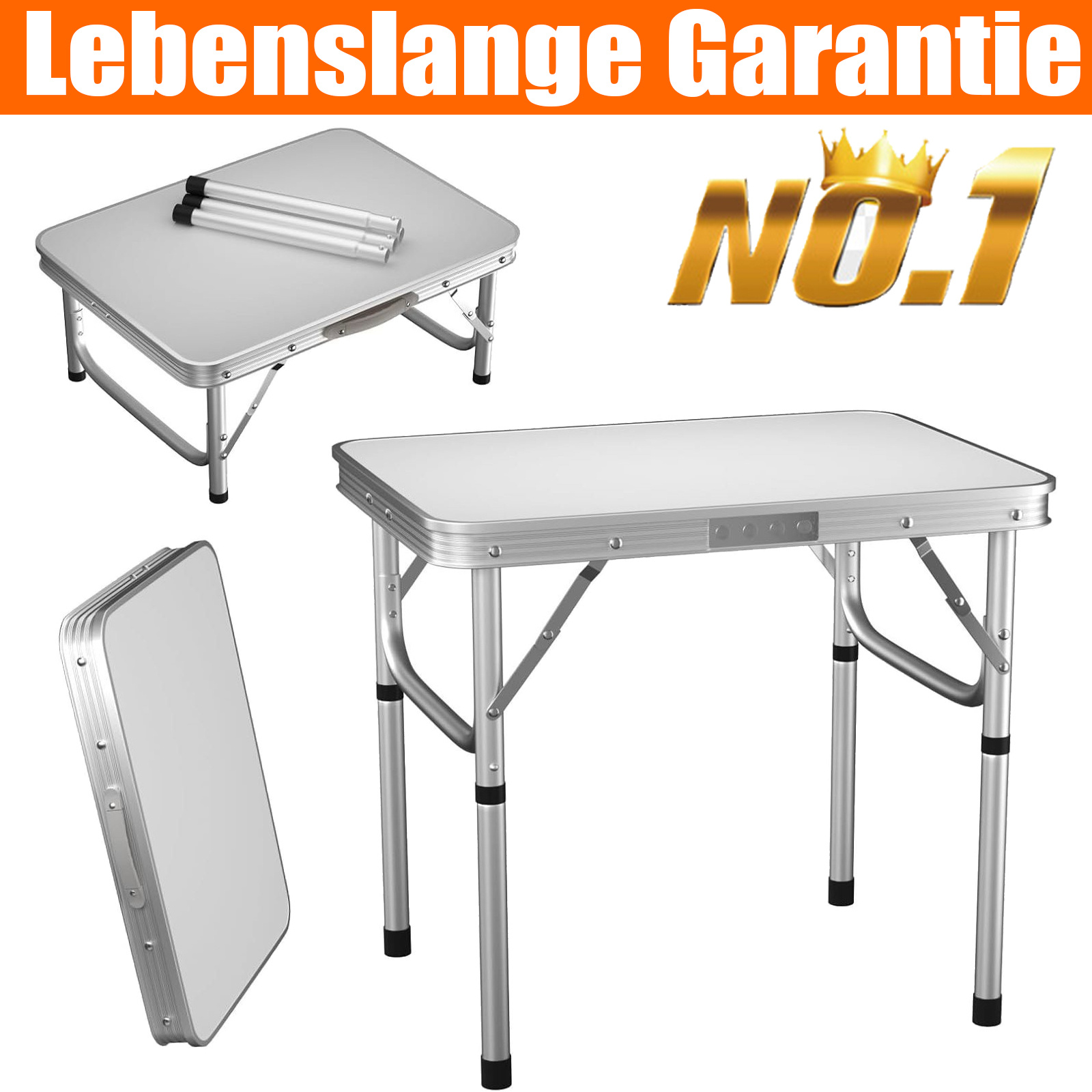 Image of Folding Table 2ft Heavy Duty Adjustable Height Camping Tables, Portable Picnic Table With Carry Handle, For Indoor Outdoor Garden Party Bbq60x 45x26/56cm Aluminium Carry Bbq Desk For Kitchen Outdoor