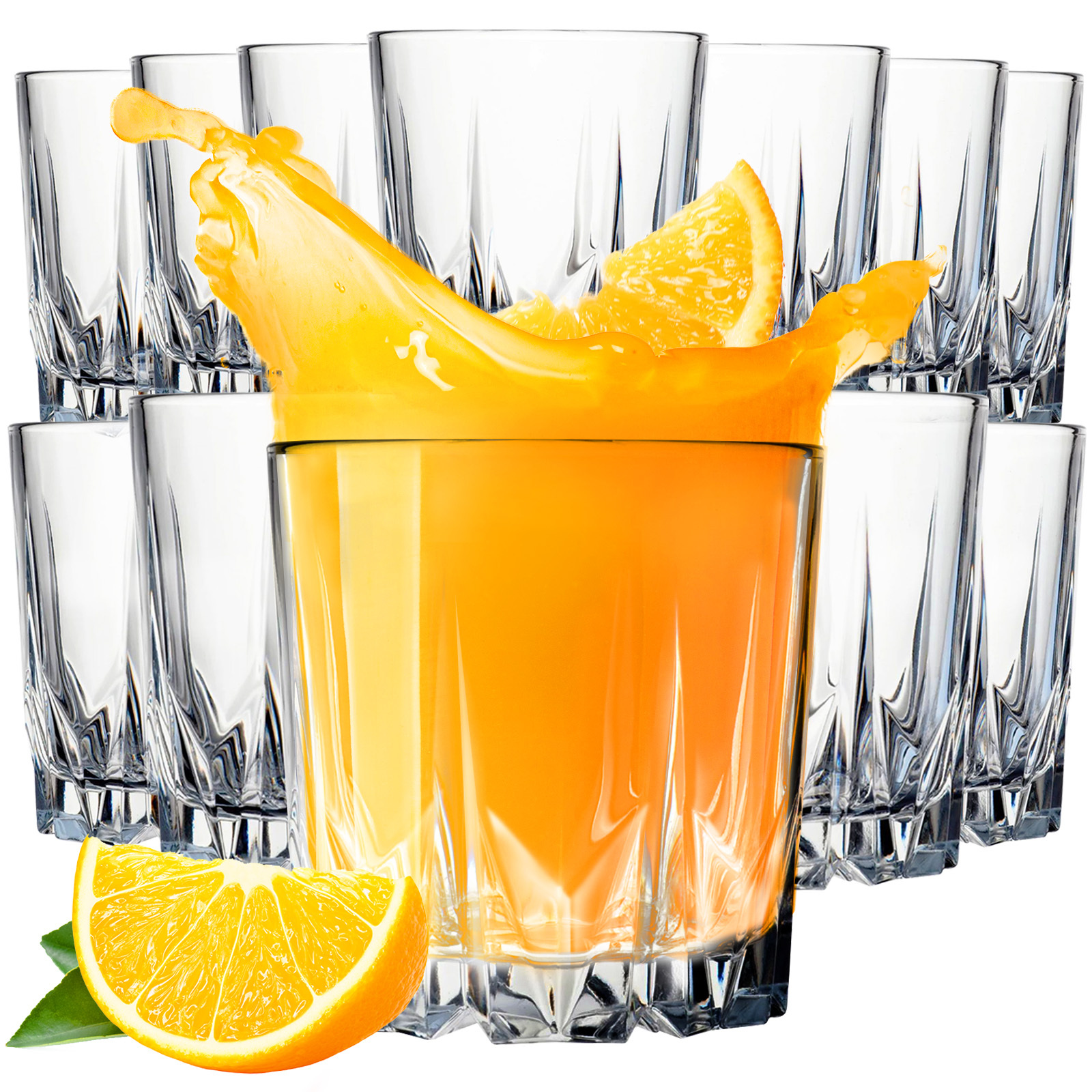 E-shop Wassergläser Set – elegante Trinkgläser aus geriffeltem, robustem Glas für Wasser, Säfte & Cocktails – erhältlich als 6er oder 12er Set, 300 ml,