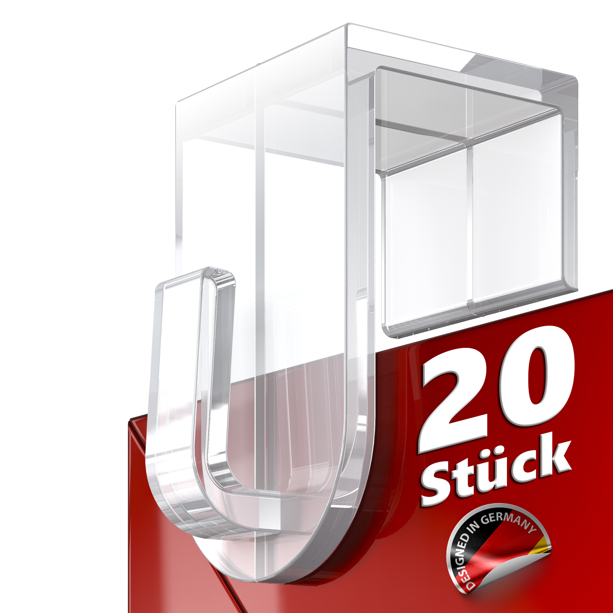E-shop Home Fenster-Aufhänger ohne Bohren – 20 Stück Haken für Fenster und Türen (bis 16 mm), transparente Fensterhaken für Deko, Weihnachten und