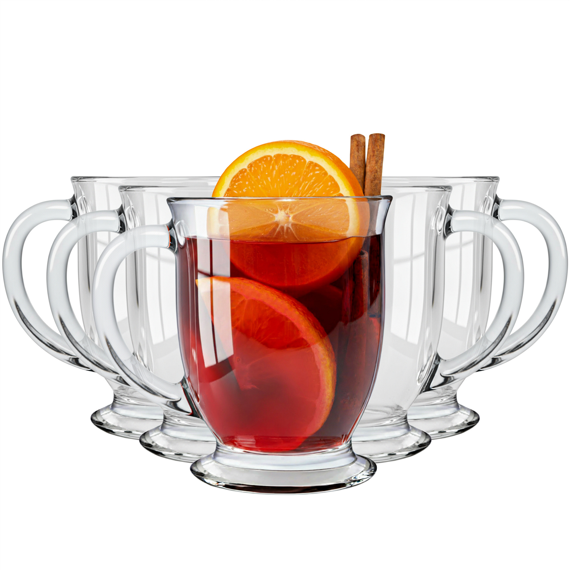 E-shop Teegläser mit Henkel – elegante Gläser aus transparentem Glas für Tee, Kaffee & – erhältlich als 4er oder 6er Set