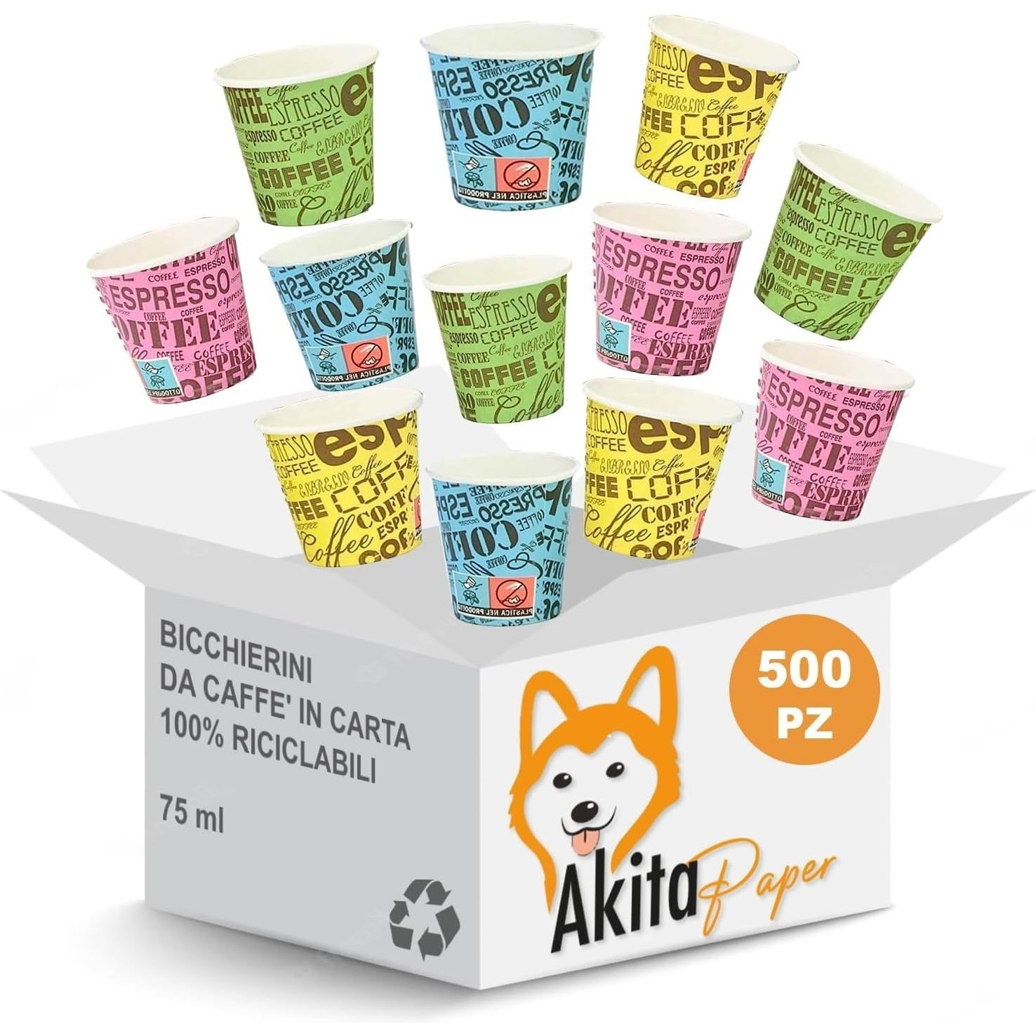TEMU AKITAInk 500 bicchierini caff癡 carta 75ml monouso biodegradabili, Bicchieri di Carta Monouso, Usa e Getta Monouso Piccoli Asporto Bevande