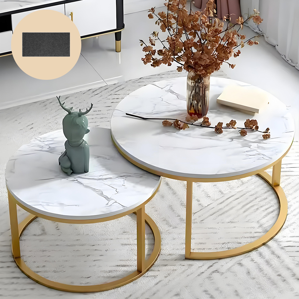 TEMU Nesting Coffee Tables Set Of 2 Round Stacking Sofa Side Tables For Living Room