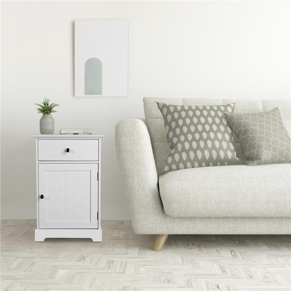 Costoffs Nightstand With Drawer & Cabinet With Height-adjustable Shelf Sideboard For Living Room/office/bedroom