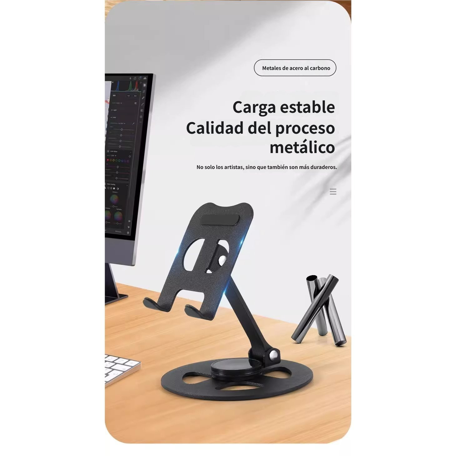 TEMU Soporte portátil de aleación de aluminio para tableta, teléfono móvil, soporte ajustable