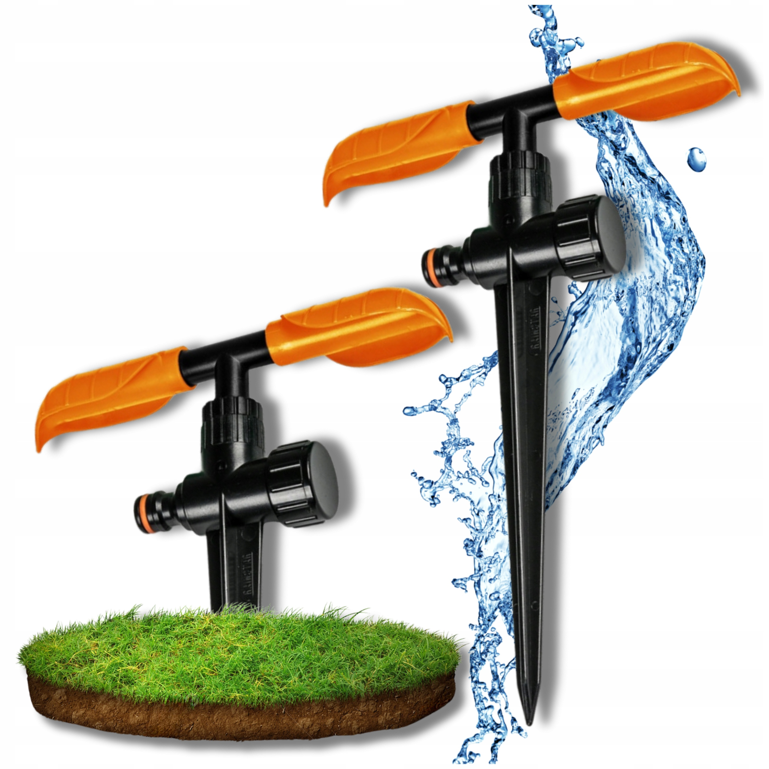 Image of Garden Sprinkler Rotating 360° In-ground On A Spike – 2- To 15m, Adjustable Stream, Of Serial Connection – Professional Lawn, And Bed Irrigation System