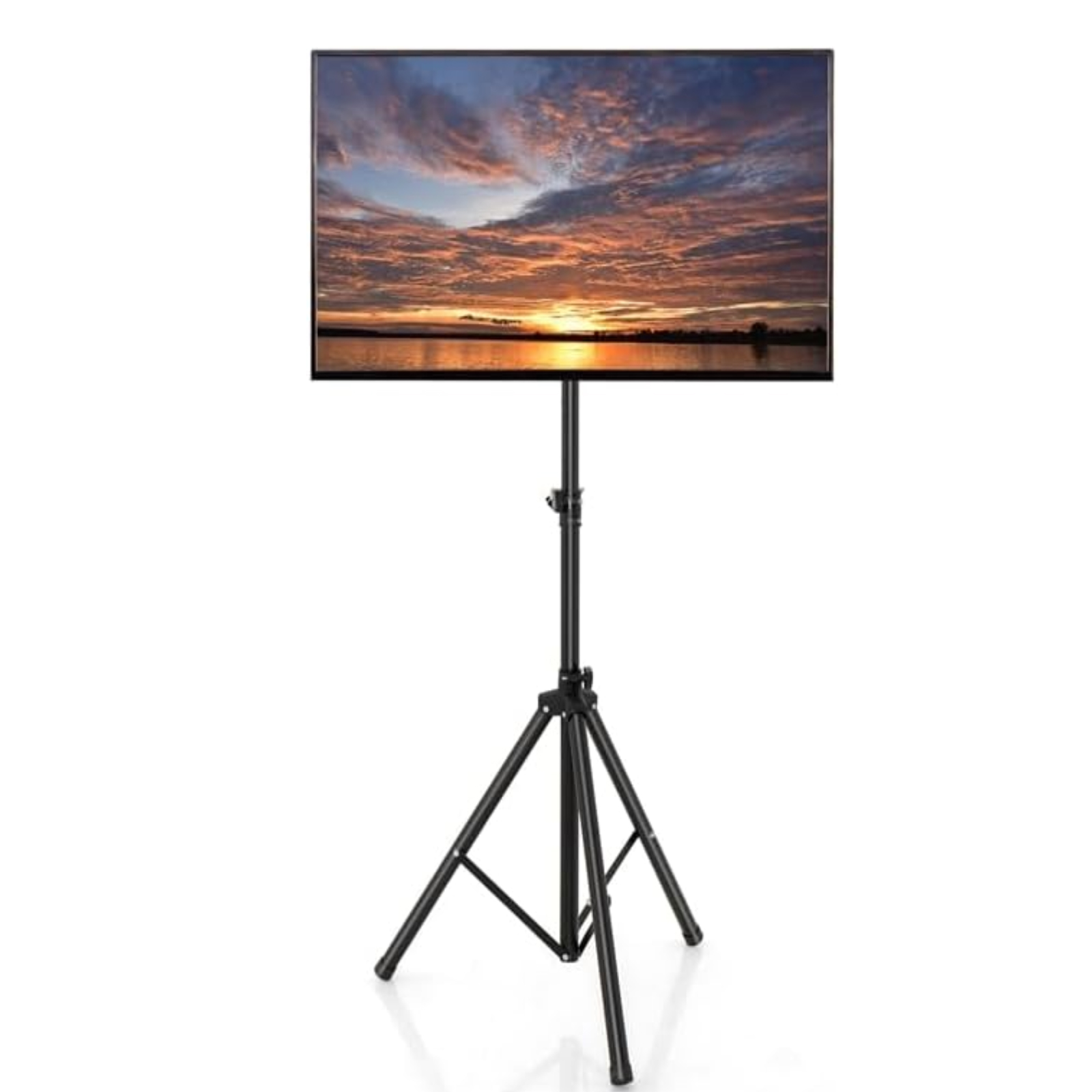 Image of Foldable Tv Stand Made Of Steel, Height Adjustable Floor Stand, Rotatable Tv Stand, Monitor Stand