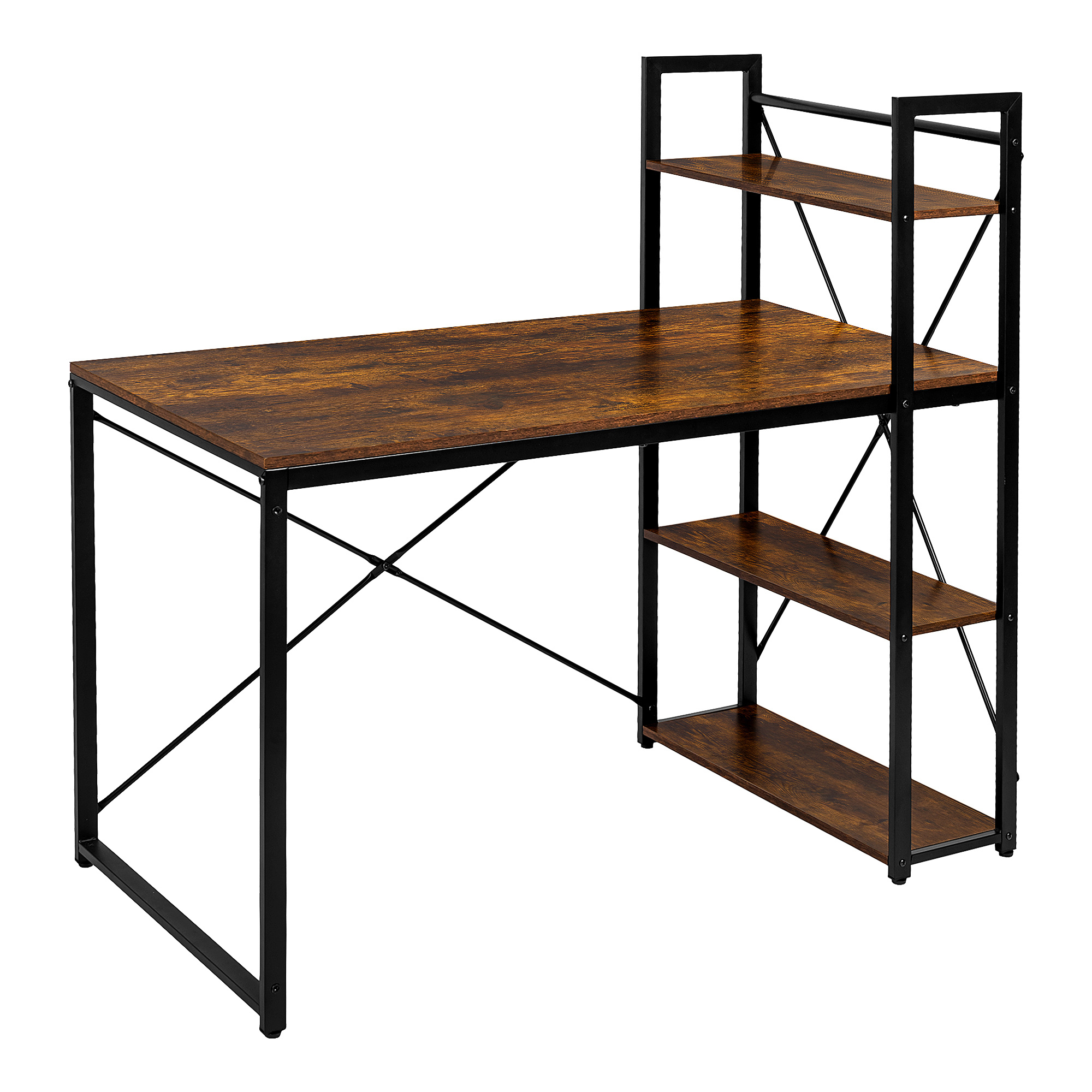 E-shop Schreibtisch - Computertisch mit Regalen - Industrieller Home-Office-Schreibtisch - 60x120x76/120