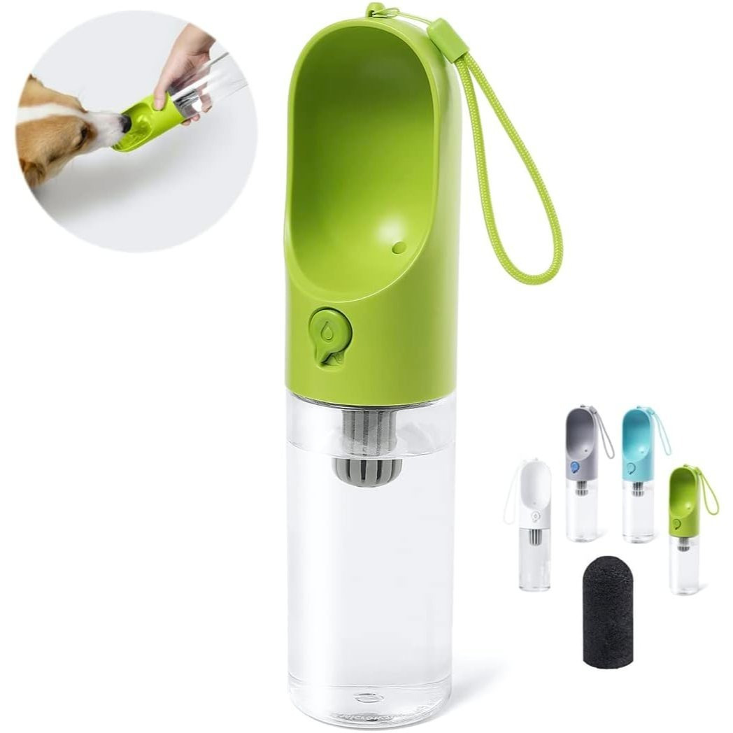 TEMU Portable Dog Water Bottle With Activated Carbon Filter, 380ml Leak Proof Pet Puppy Water Dispenser, Drinking Water For Dogs Outdoor Walking,
