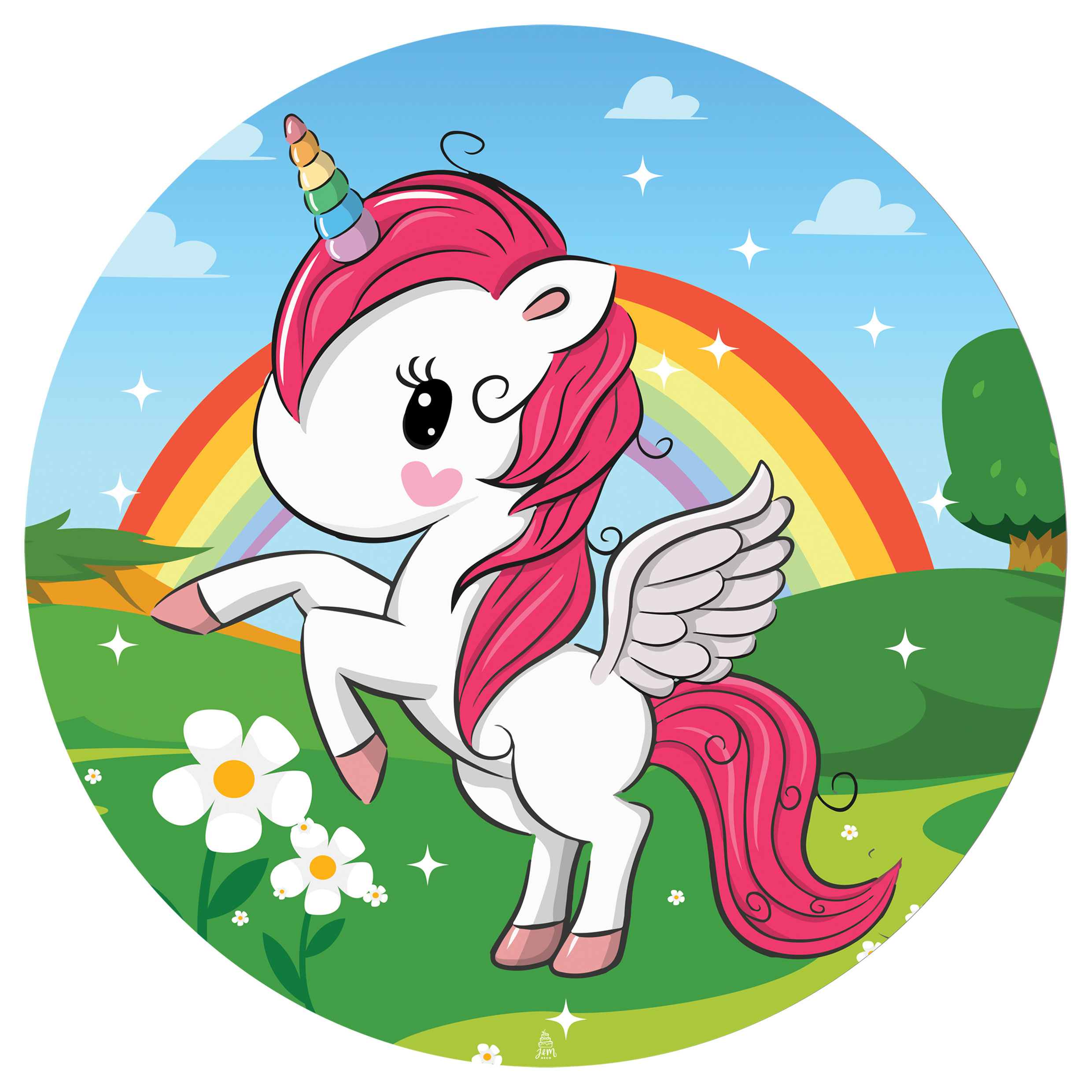 Image of J& Unicorn Cake Topper 20 Cm – Edible Cake Decoration With Rainbow Design – Cake Design For Girls' Birthday