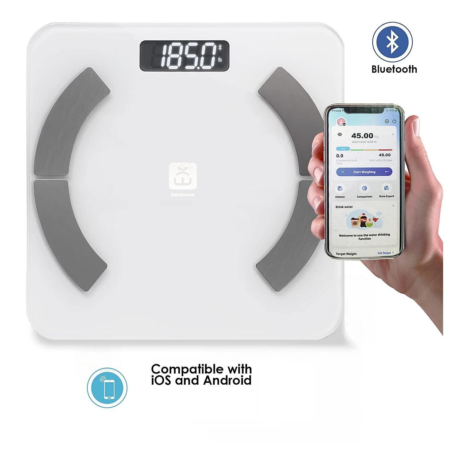 TEMU Báscula Inteligente Electrónica | Báscula de Grasa Corporal, Báscula de Baño, Pequeña Báscula Digital con Pantalla LCD, Inalámbrica, a Pilas