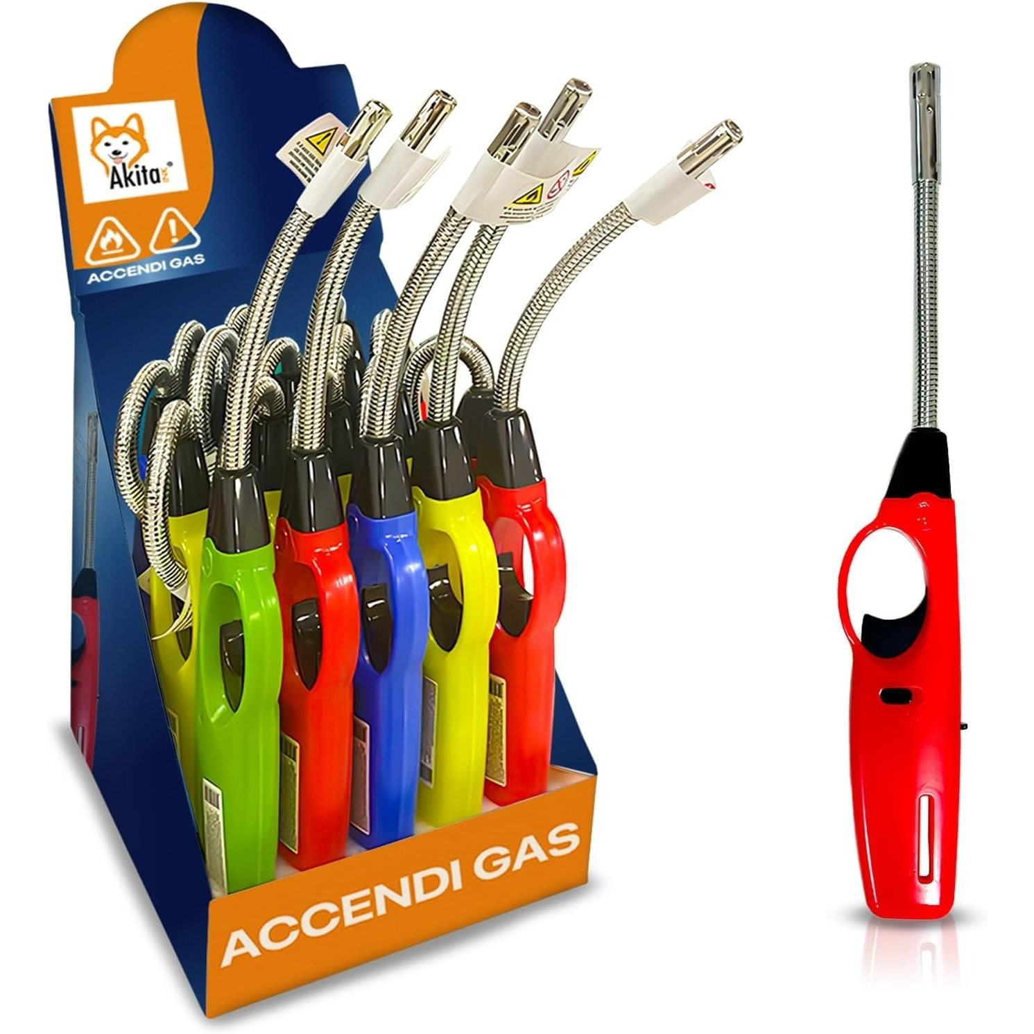 TEMU Akitaink 20 PZ Accendigas Accendini Accendifuoco Flessibile- Colori assortiti, sicuro - Box da 20 PZ Ricaricabili