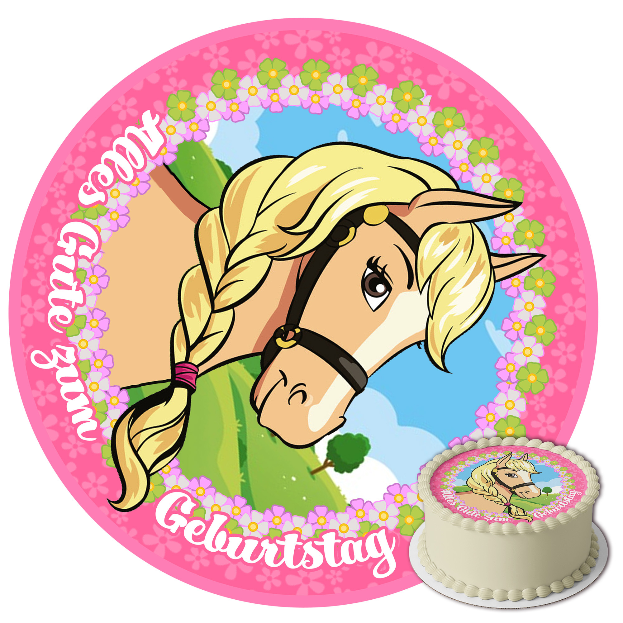 Image of J& Horse Cake Topper 20 Cm Edible Cake Decoration Made Of Motif For Children's Birthday