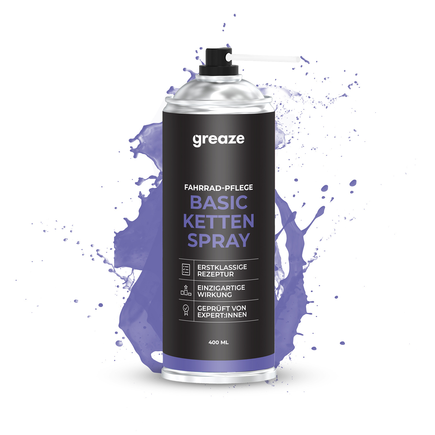 E-shop GREAZE Kettenöl-Spray - Kettenspray - Fahrradketten Öl Langzeit-Schmierung für Schaltwerk und Kette - Kettenöl Fahrrad, MTB & Rennrad, 400ml