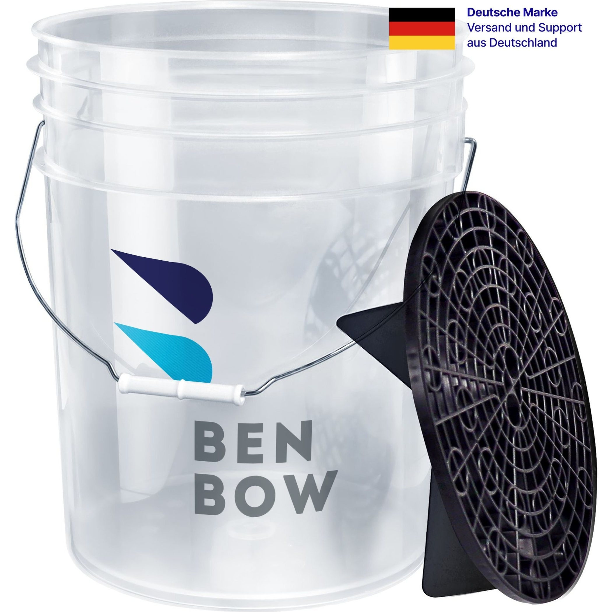 Image of Benbow Wash Bucket With Dirt Strainer - 20 Liter, Transparent - Durable, Long-lasting, And Ideal For Professional Hand Car Washing And Workshop Applications