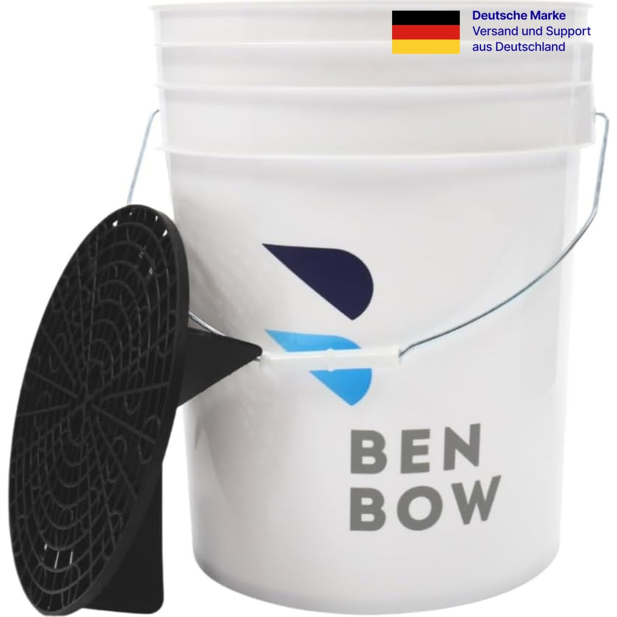 Image of Benbow Wash Bucket With Dirt Strainer - 20 Liter, White - Durable, Long-lasting, And Ideal For Professional Hand Car Washing And Workshop Applications