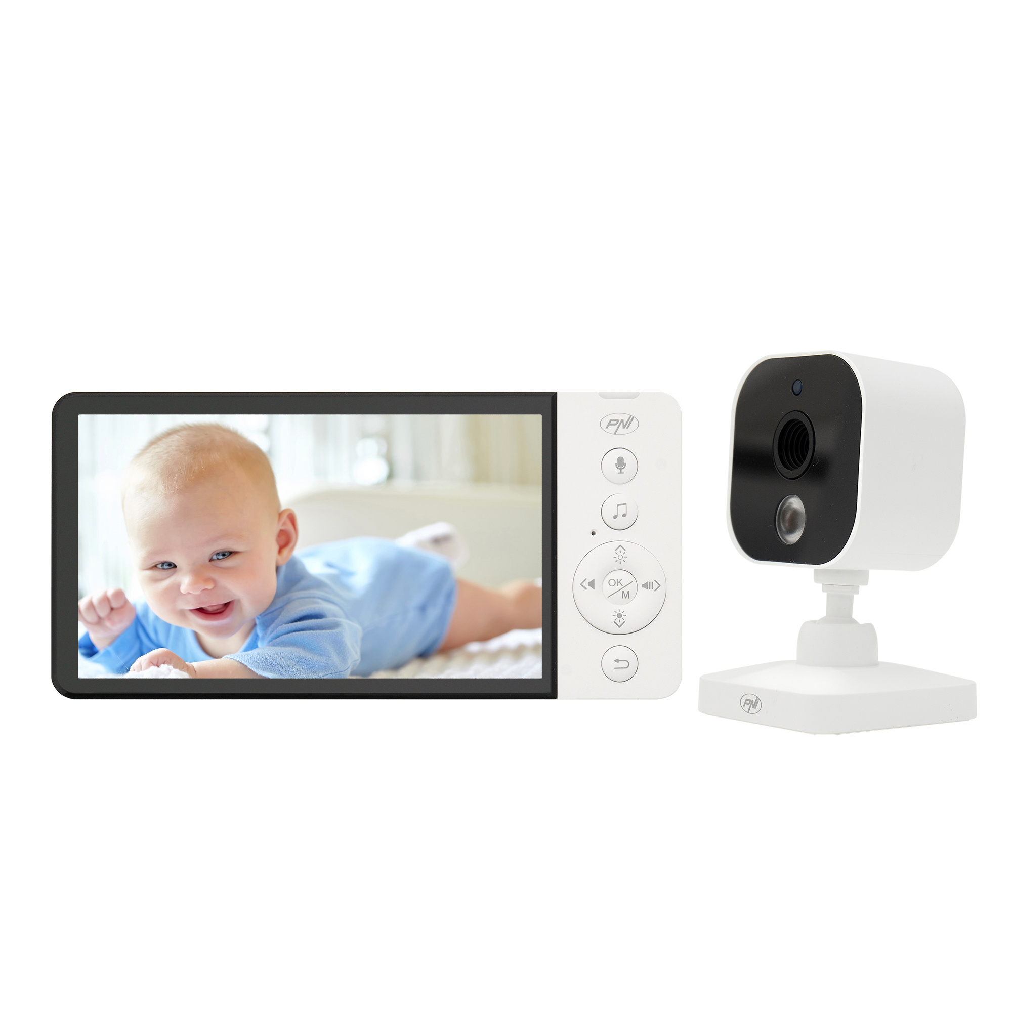 Video Baby Monitor Pni Bm500, 5-inch Screen, Wireless 2.4 Ghz, Temperature Sensor, Vox, Night Vision, Zoom Function, Lullabies