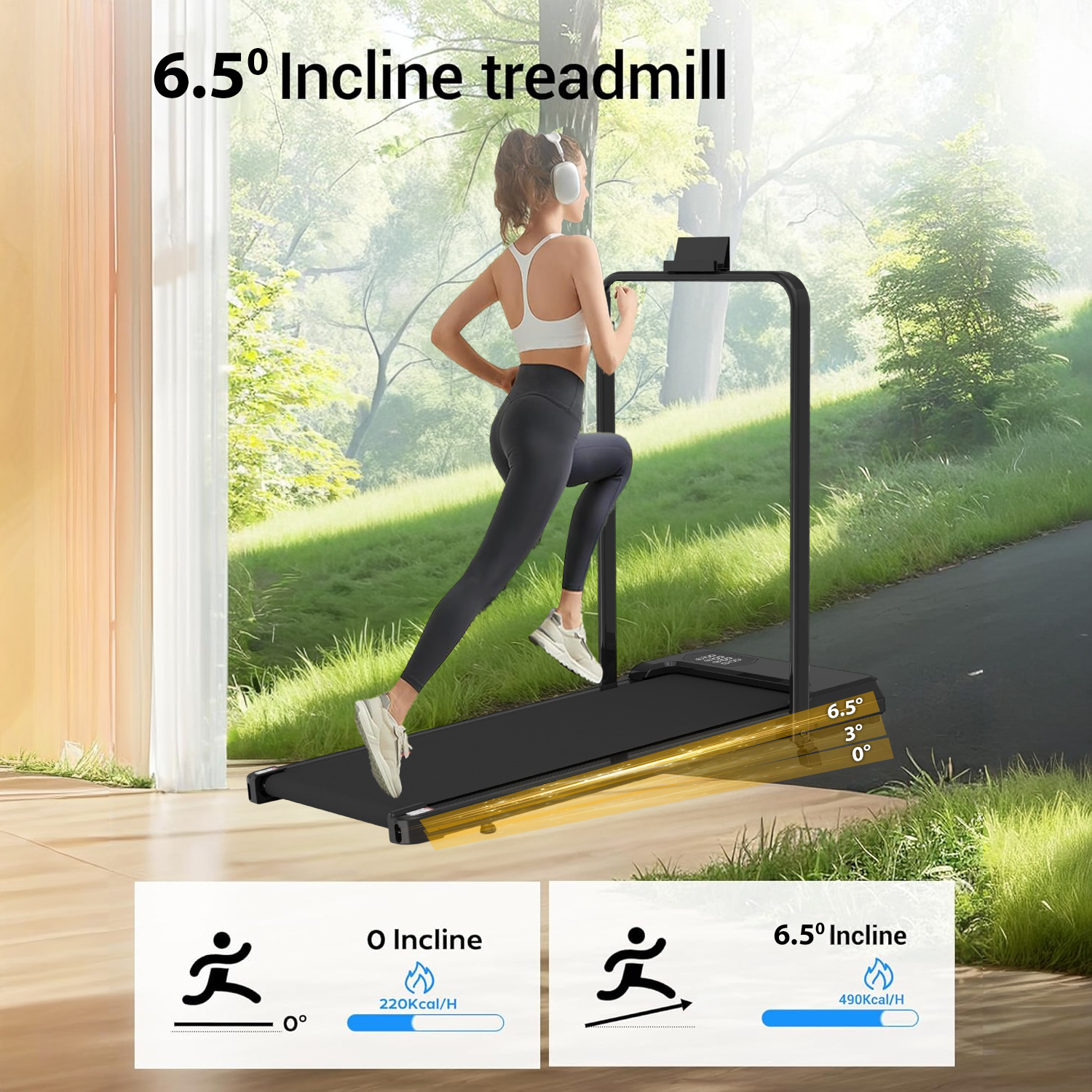 Foldable Under Desk Treadmill 1-8 KM/H Portable Walking Pad With Remote Control Adjustable Incline Walking Machine for Home Office