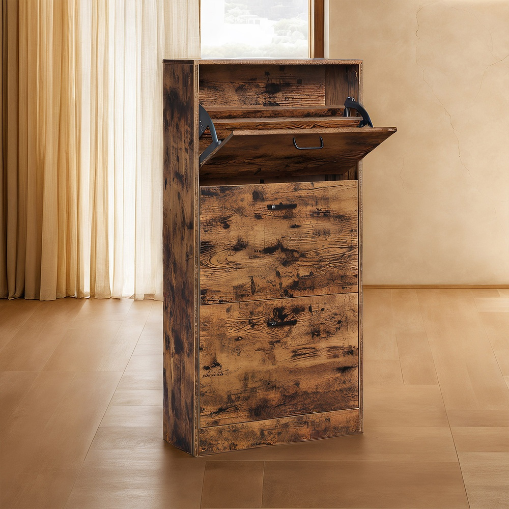 TEMU Shoe Cabinet, Shoe Rack, Shoe Stool, Shoe Dresser With 3 Flaps, 60 X 120 X 24 Cm