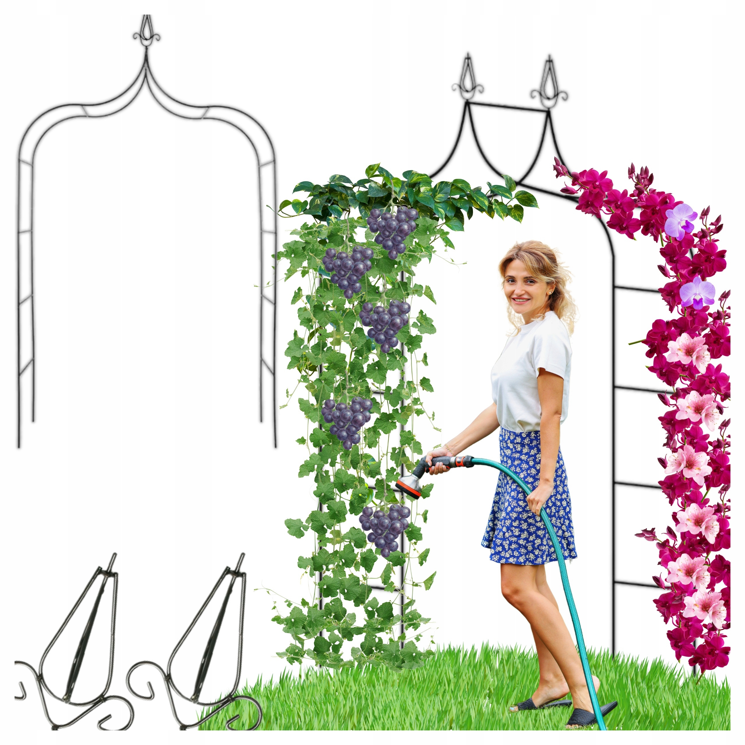 TEMU Large Metal Garden Pergola With Arch Support For Grapes, Roses, And Vines – Outdoor Terrace Gazebo