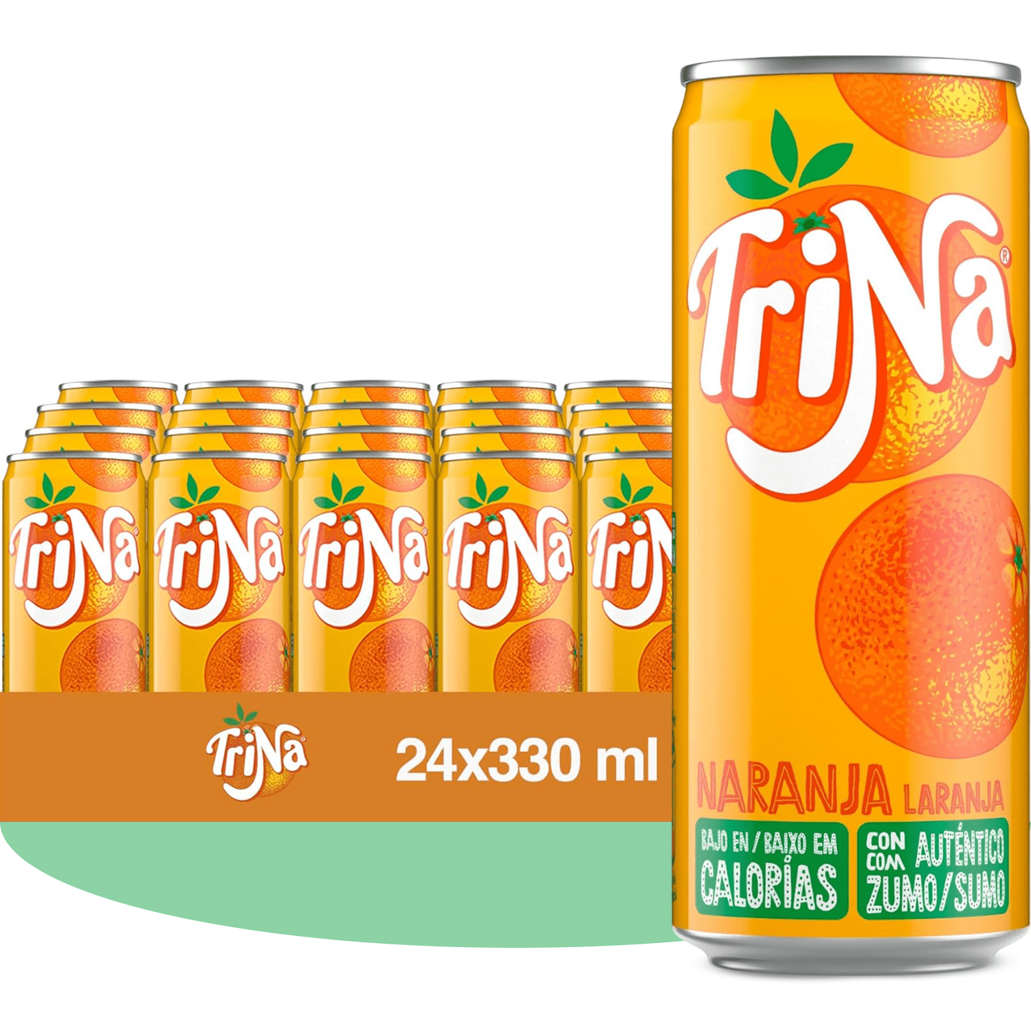 Orange Trina, Orange Soda Without Gas, Low-calorie Soda, Pack Of 24 Cans Of 330 Ml: retailer-supplied image