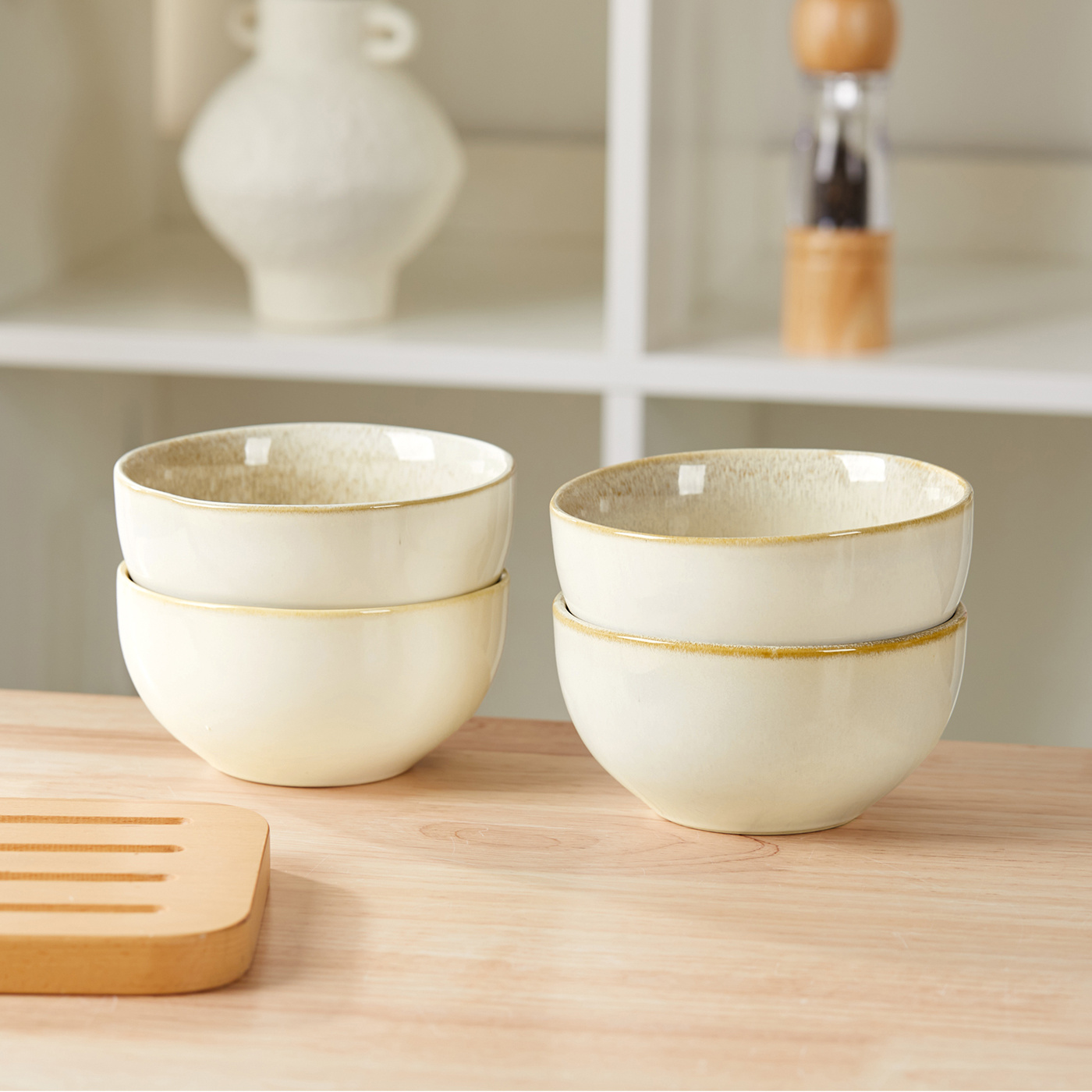 E-shop 4er, 5,5Zoll, Ø13,5cm, 580ml, Schüssel-Set, Geschirrset, Vielseitige Schüssel, Cremepudding-Schüssel, Müslischüssel, Frühstücksschüssel,