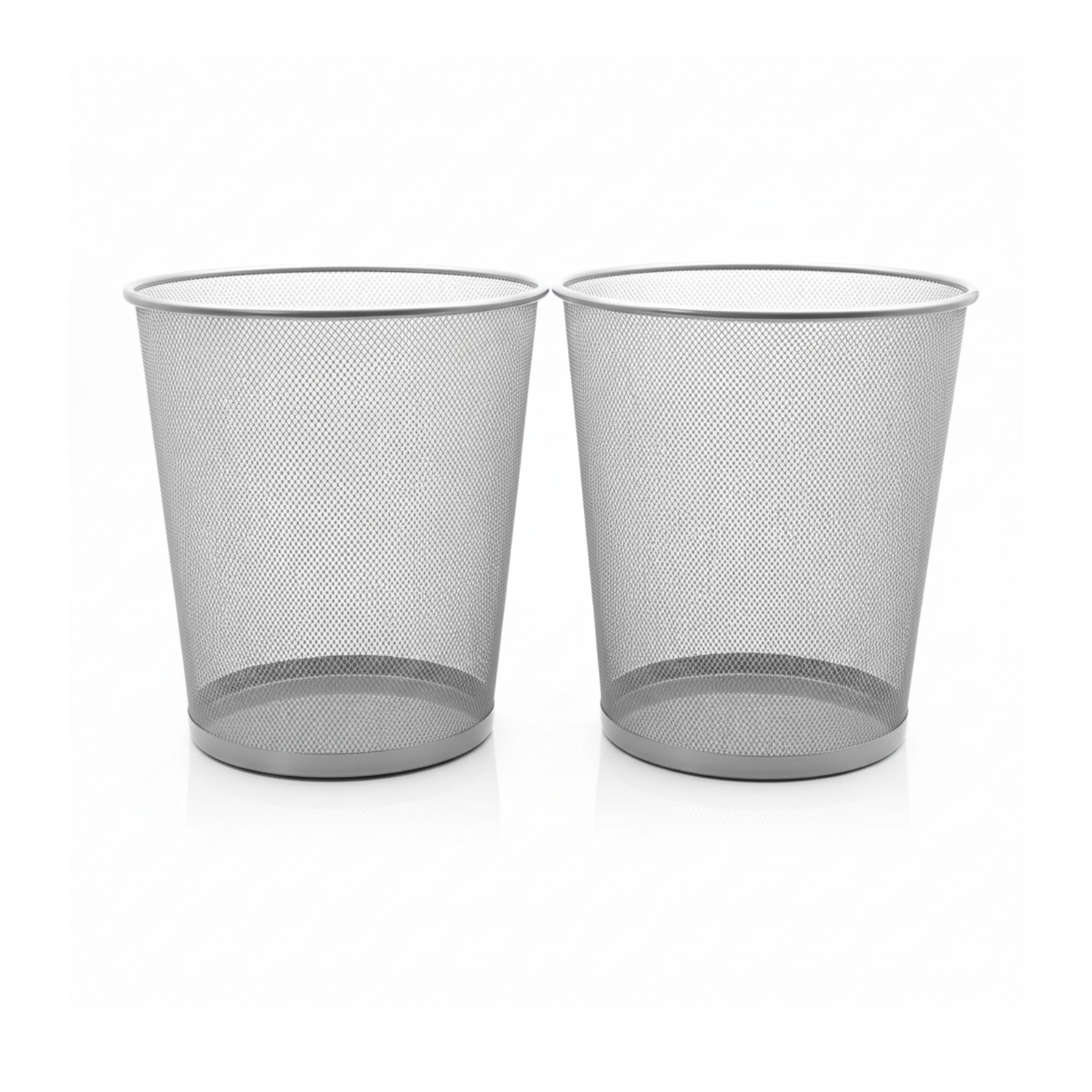2-piece Silver Paper Bin Office Trash Can 20l Wire