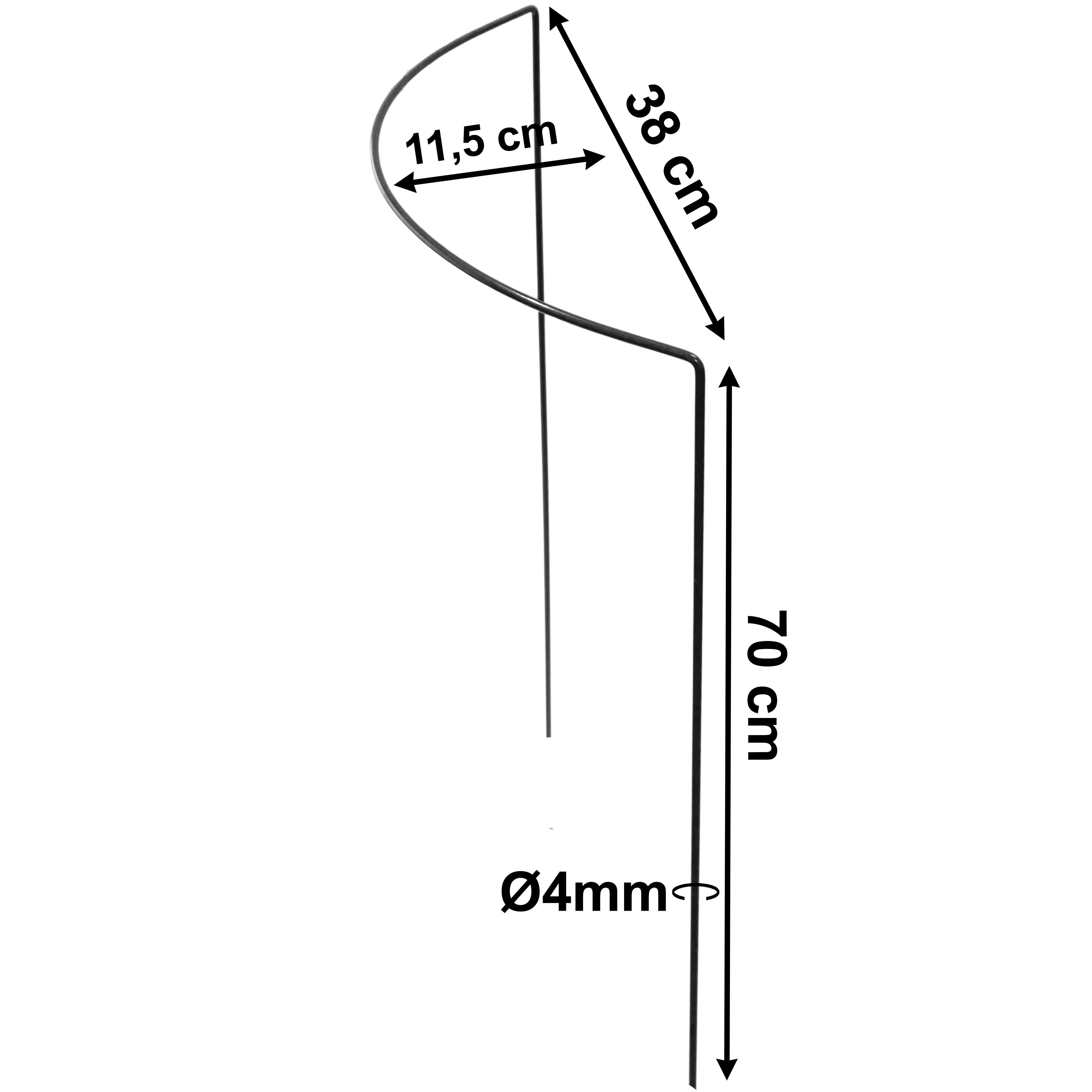 Image of Plant Support Stake Semi-circular Grey - Ø 38 Cm - 70/100 Cm High Made Of 4mm Plastic-coated Wire - For The Garden - Metal - Bush Support - Plant Arch - Plant Ring