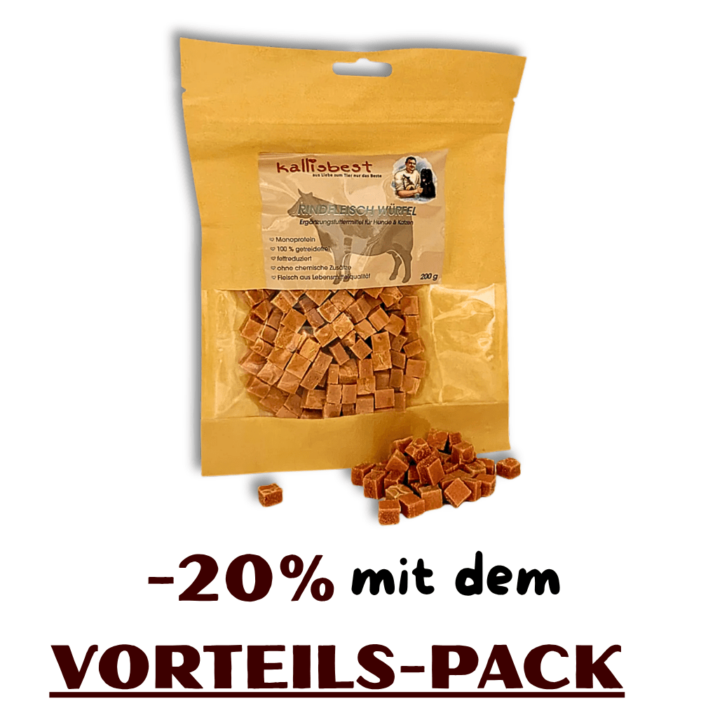 E-shop Rindfleischwürfel für Hunde&Katzen getreidefrei 200g