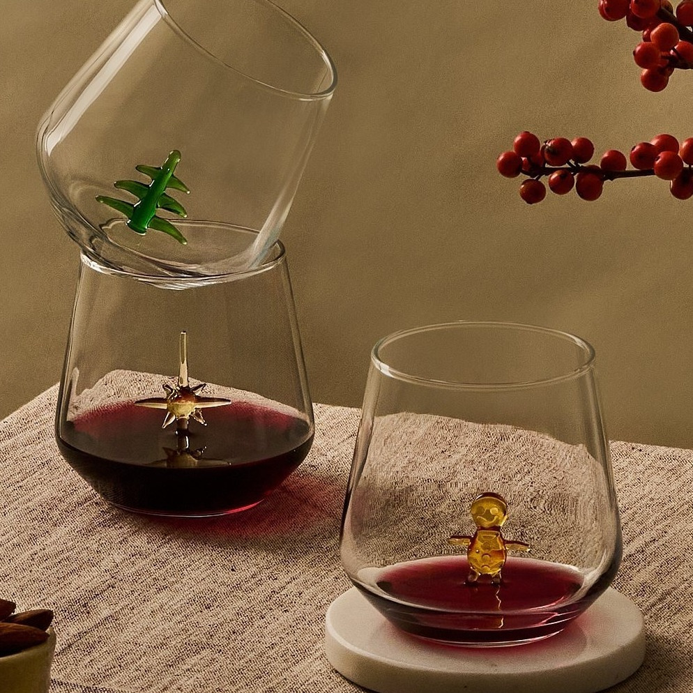 Image of Christmas Set (6pcs), Drinking Glasses With Christmas Figures, With Animals